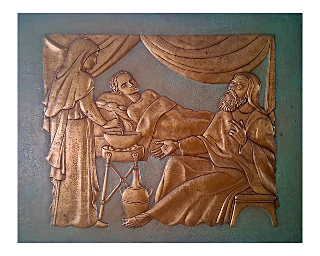 Relief, Genezing van de jongeling - XL - 91 cm - Copper