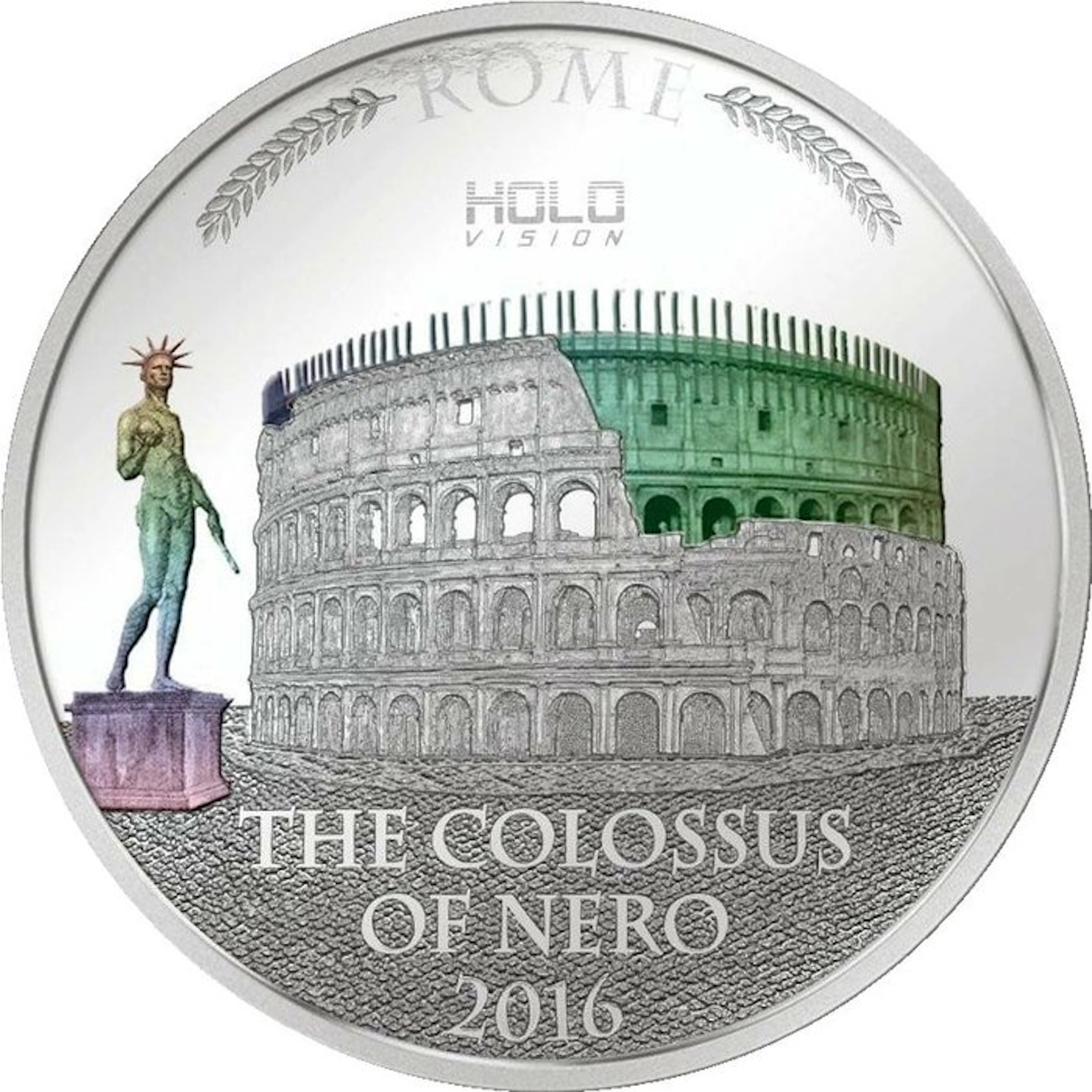 Niue. 5 Dollars 2016 Colosseum of Nero Holo Vision Colosseum Hologram 3 Oz