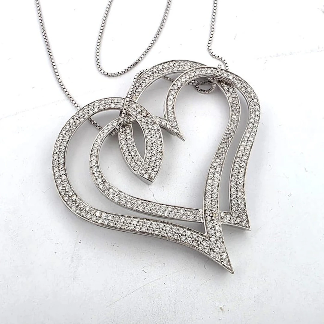 Necklace with pendant - 18 kt. White gold - 3.50ct. tw. Diamond (Natural)