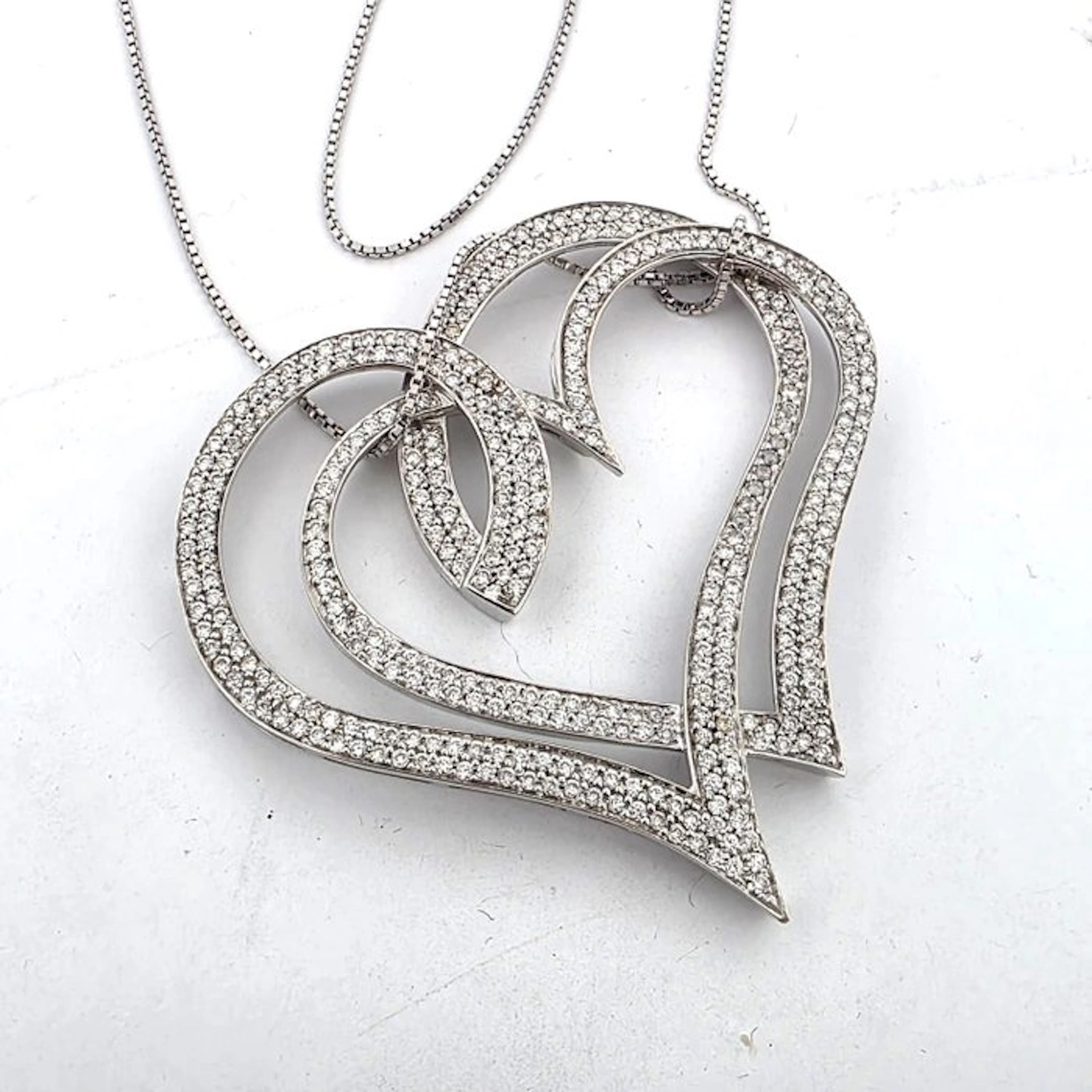 Necklace with pendant - 18 kt. White gold - 3.50ct. tw. Diamond (Natural)