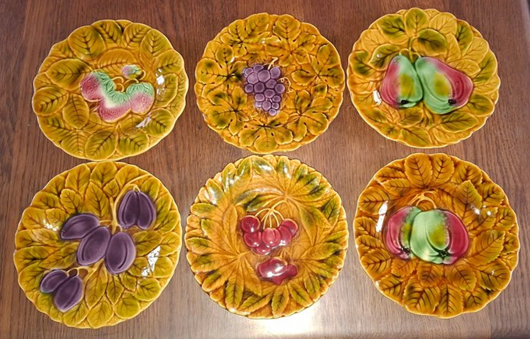 Sarreguemines - Série de 6 Assiettes à Dessert aux Fruits