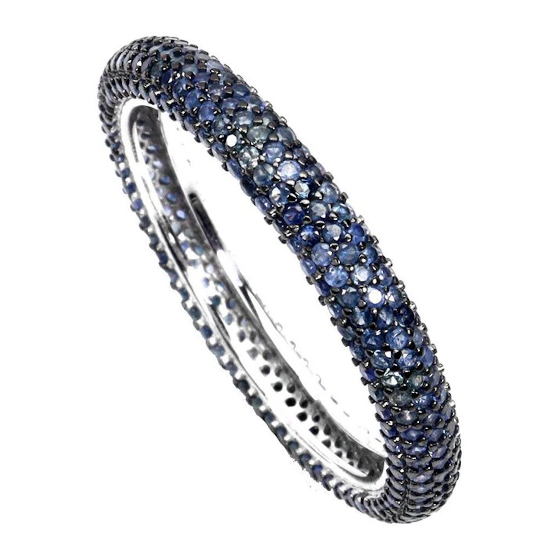 No reserve price - Ring 925 Silver, 14K White Gold plated - Blue Sapphire