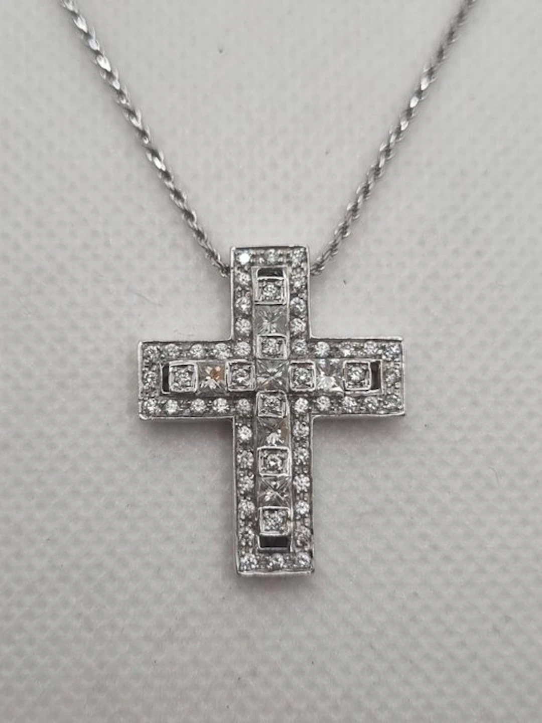 Necklace with pendant - 18 kt. White gold Diamond (Natural) - Diamond