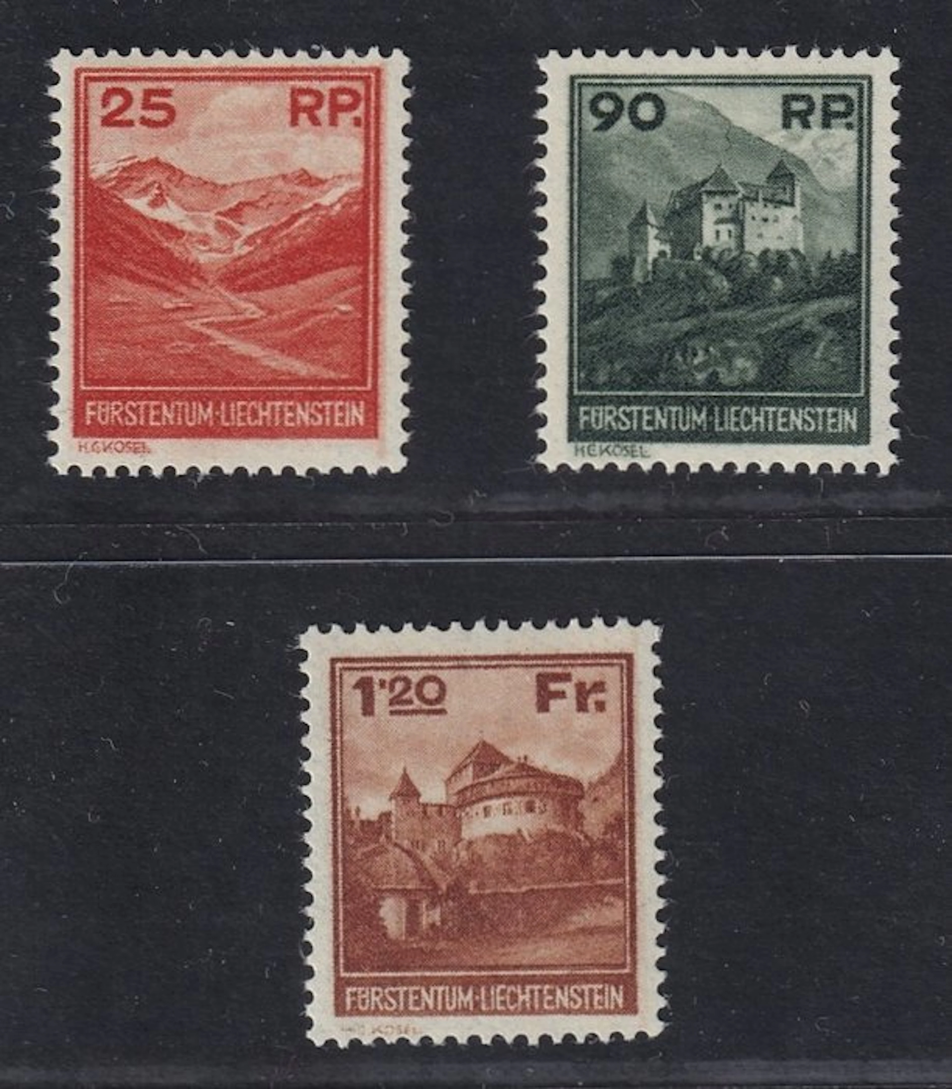 Liechtenstein 1933 - LIECHTENSTEIN 119-21 ** Landschaften Kleinformat