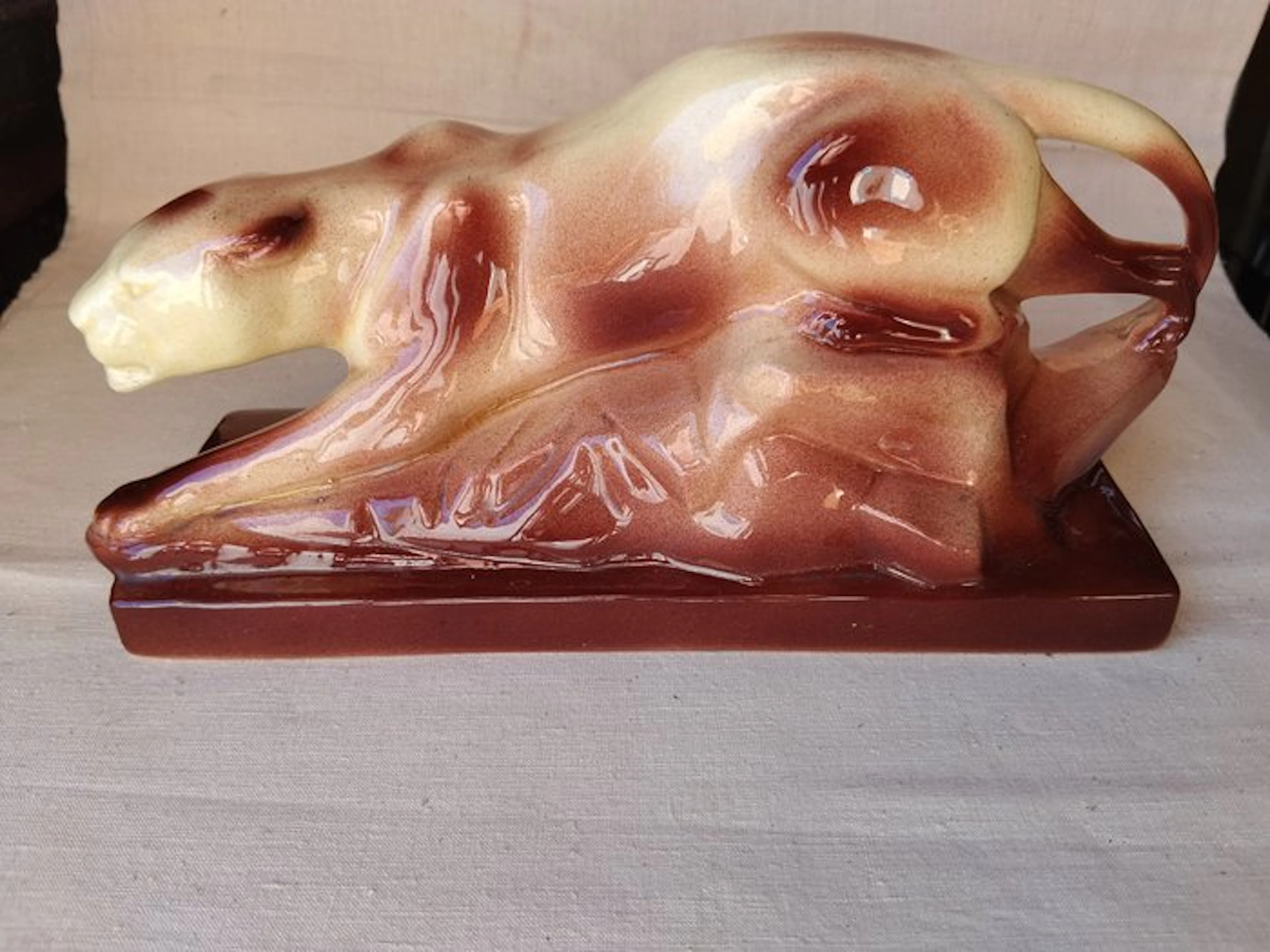 signé - Sculpture, PANTHERE - 15 cm - Ceramic