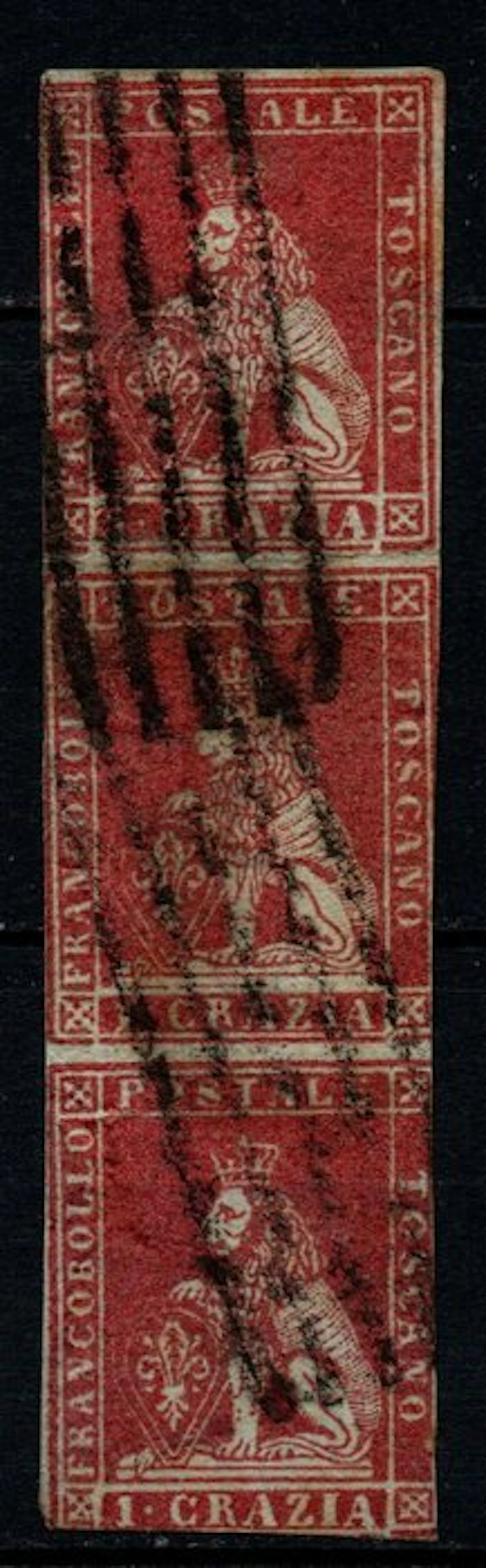 Italian Ancient States - Tuscany 1851 - Vertical strip of...
