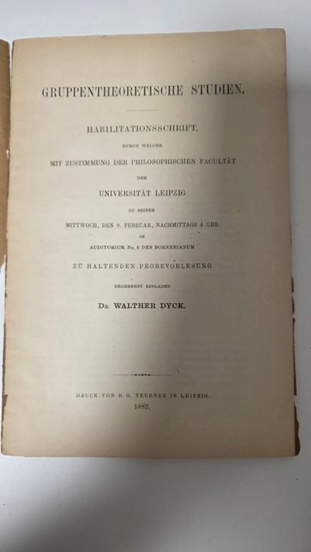 Walther Dyck - Gruppentheoretische Studien - 1882