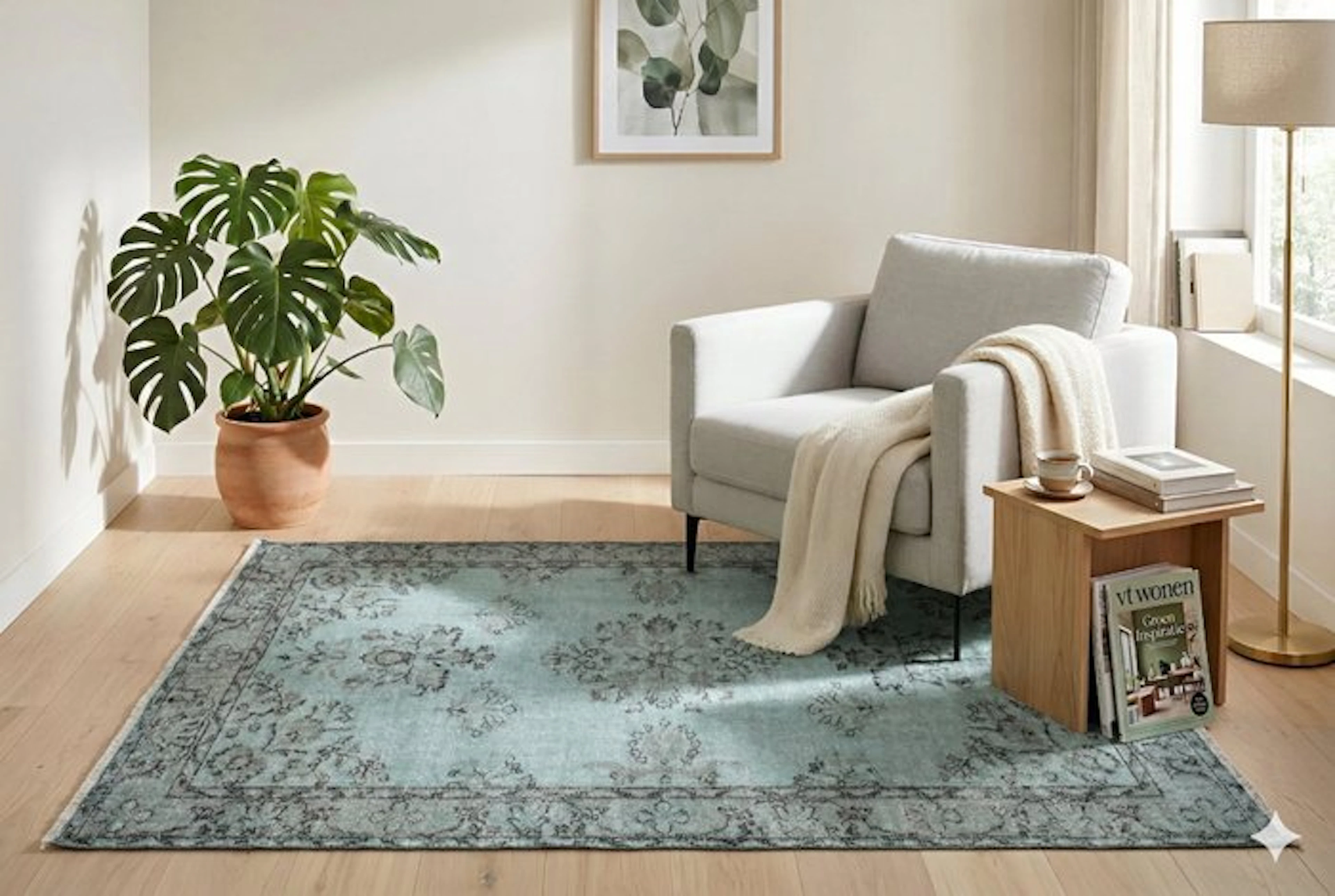 Light blue vintage - Rug - 210 cm - 110 cm - with certificate