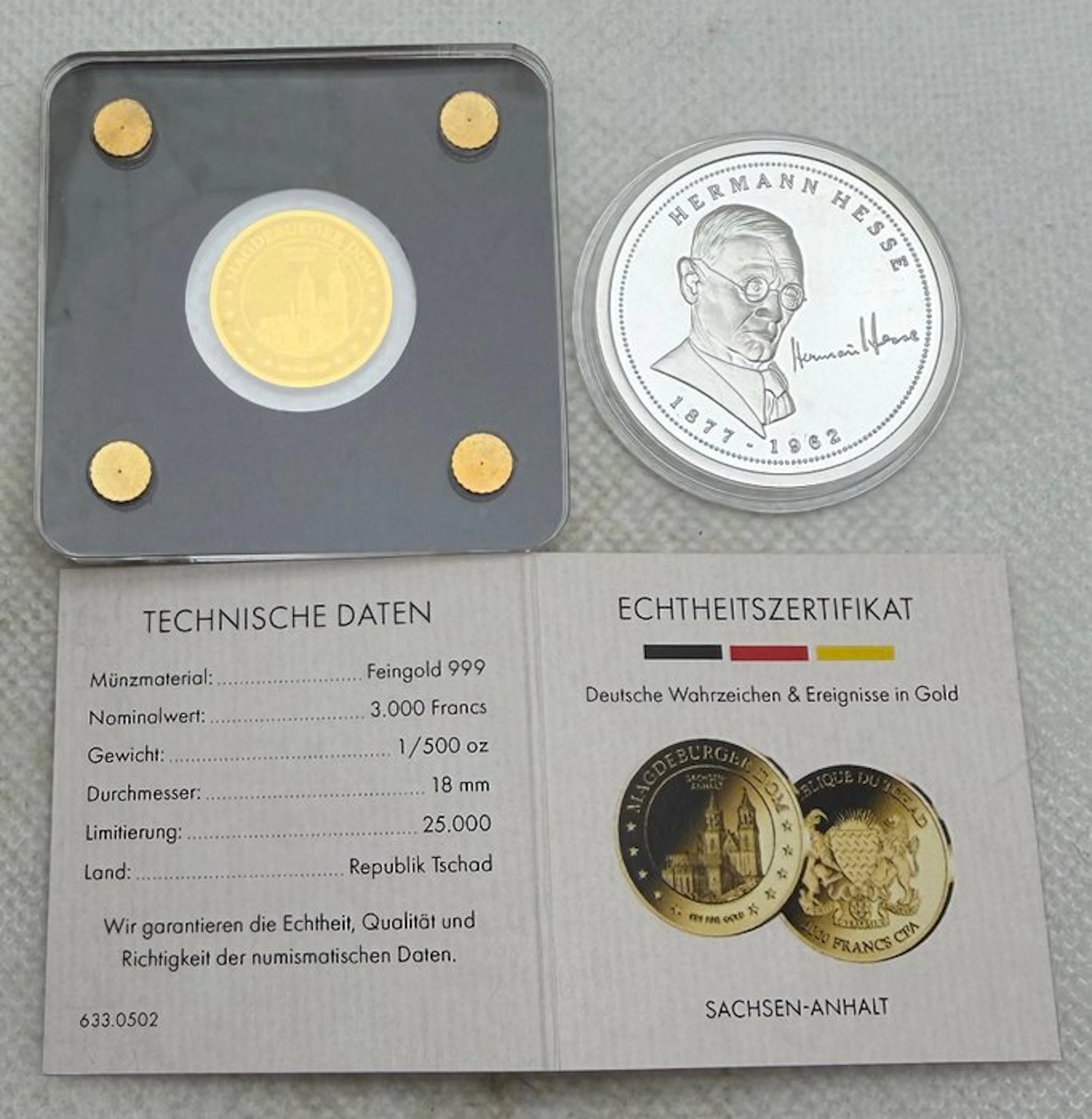 Germany. Herman Hesse & Sachsen , oro 24 kilates y plata (No reserve price)
