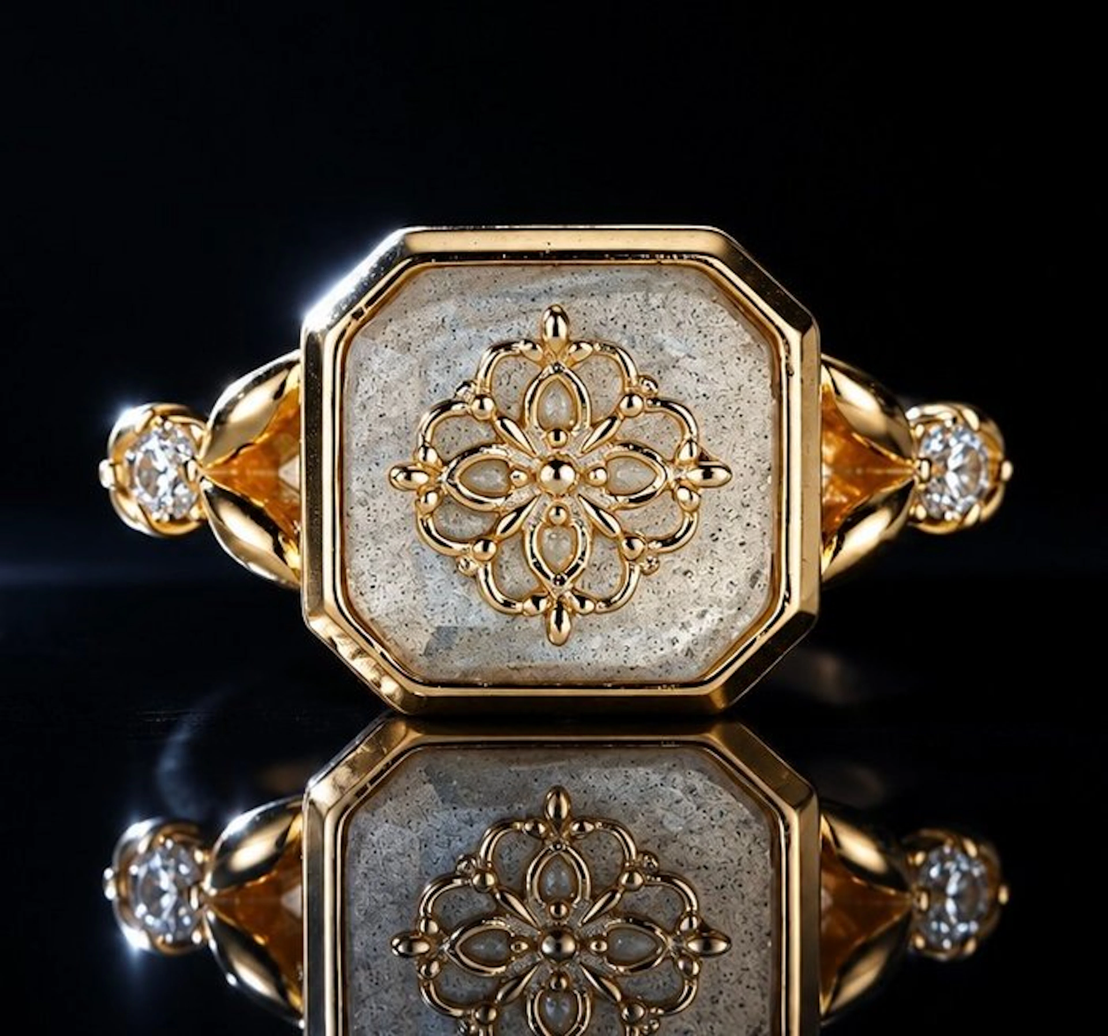 925 silver rose-gold plated, Morganite, Zircon - Ring