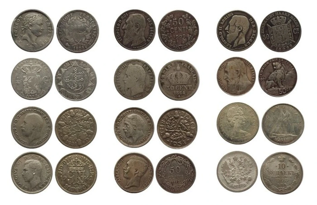 World. Napoleone. World silver coins, 12 in total. (No reserve price)