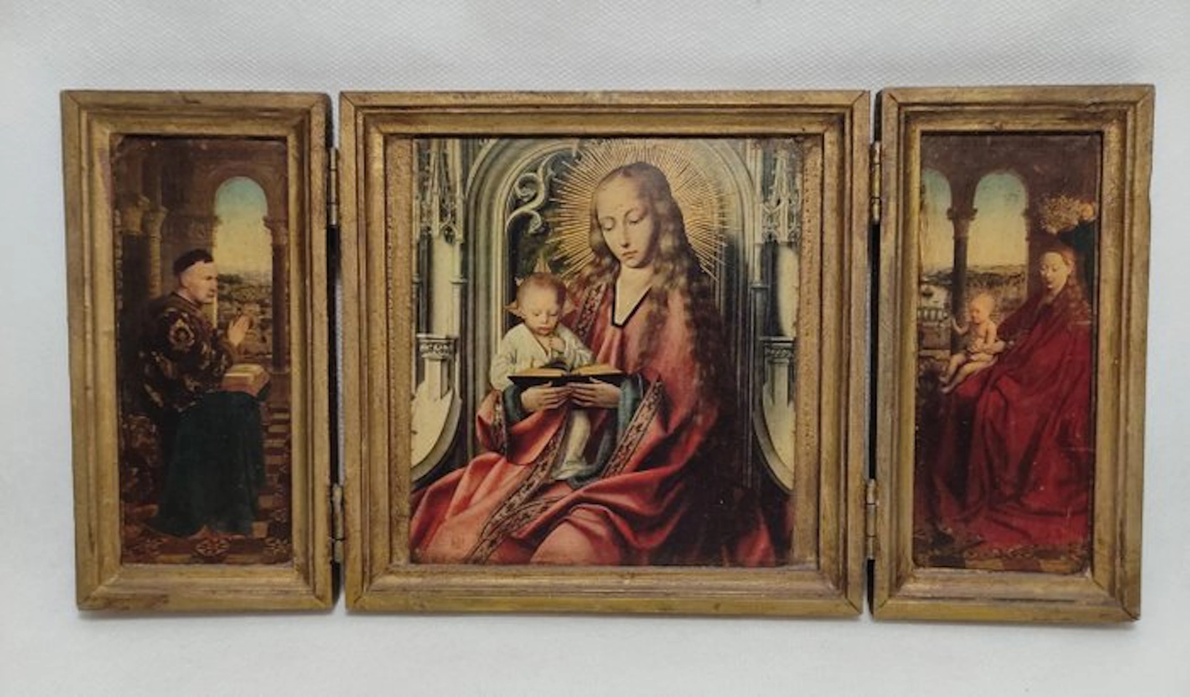 Antique inspired Triptych - Wood - 1950-1960 - Devotional Trifold