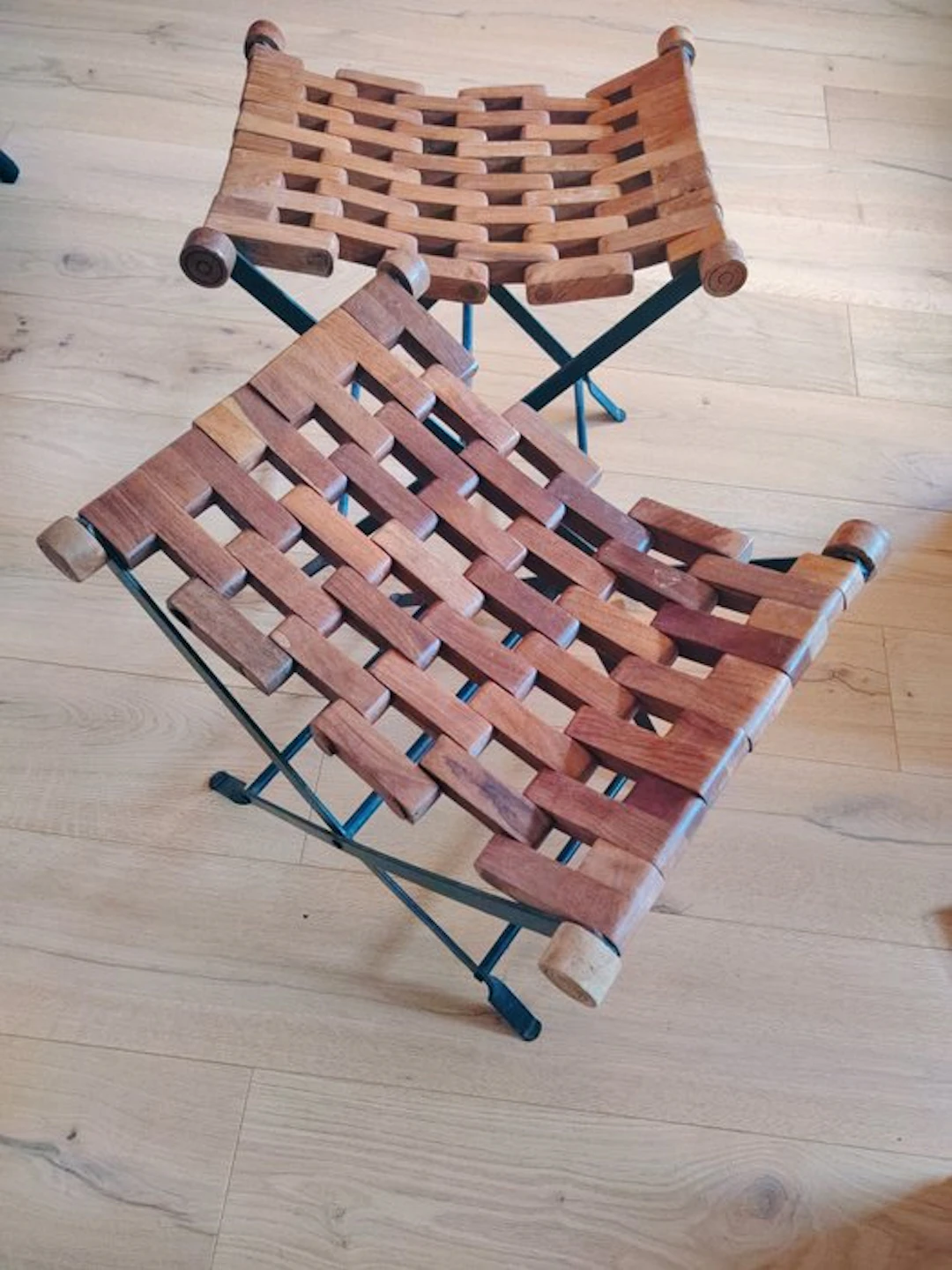 Stool (2) - Teak, Iron - Stools