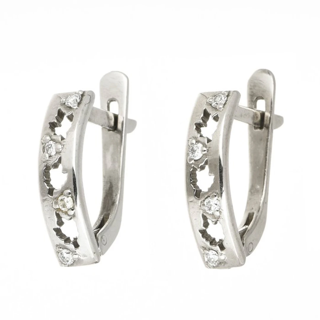 Earrings - 14 kt. White gold Diamond (Natural)