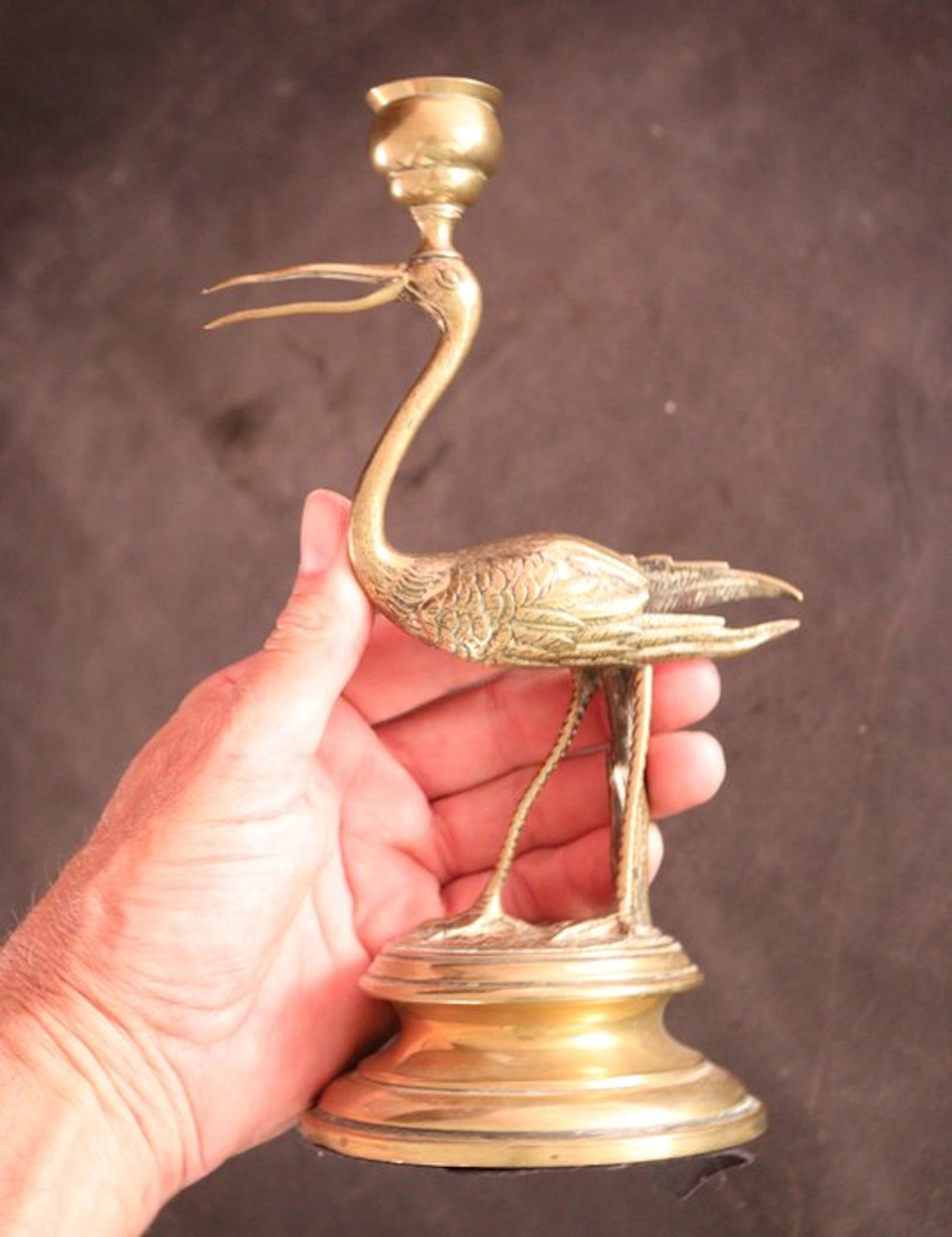 Antieke vogelkandelaar - Candleholder - Brass