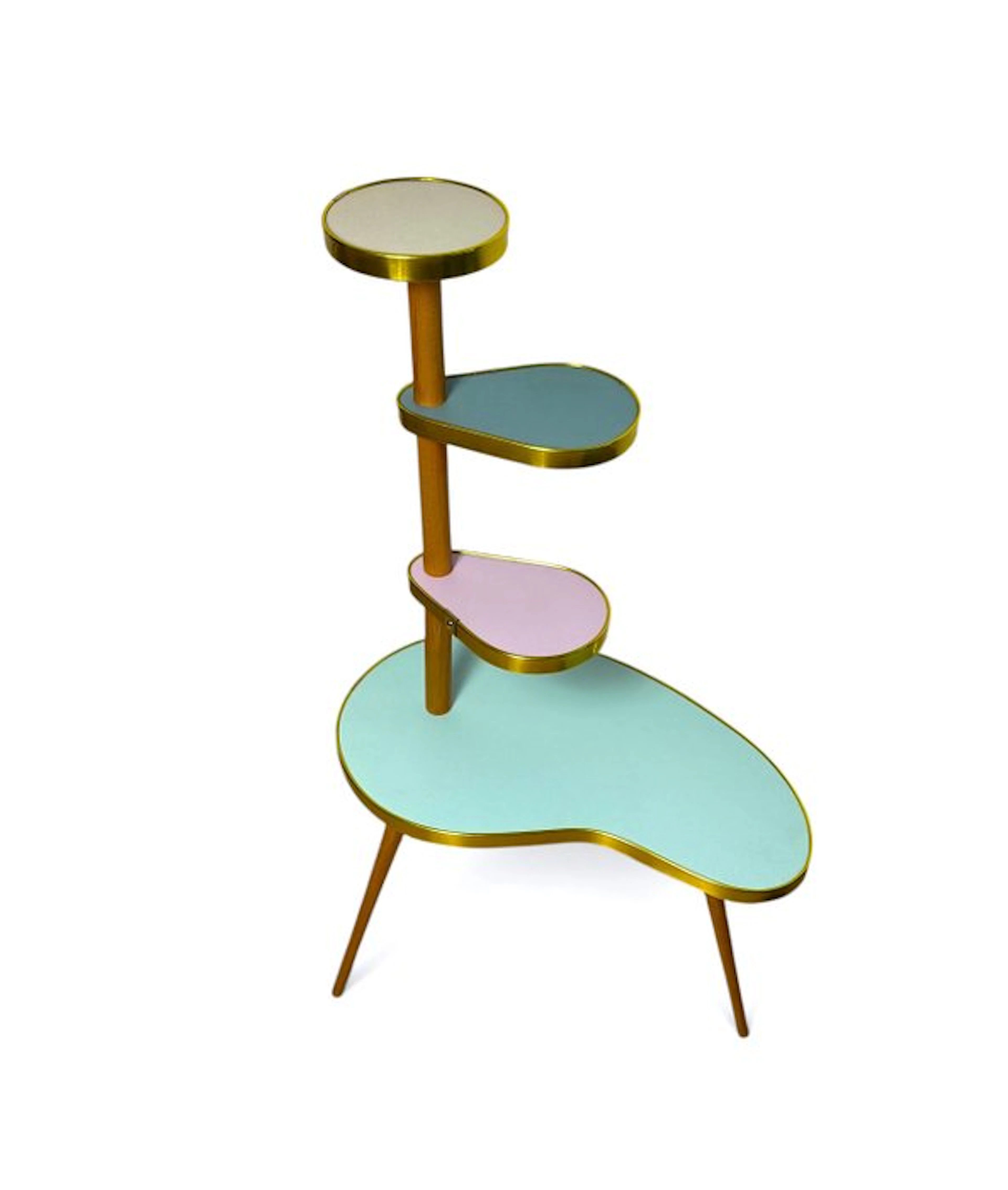 Side table - Wood, Brass, flower table
