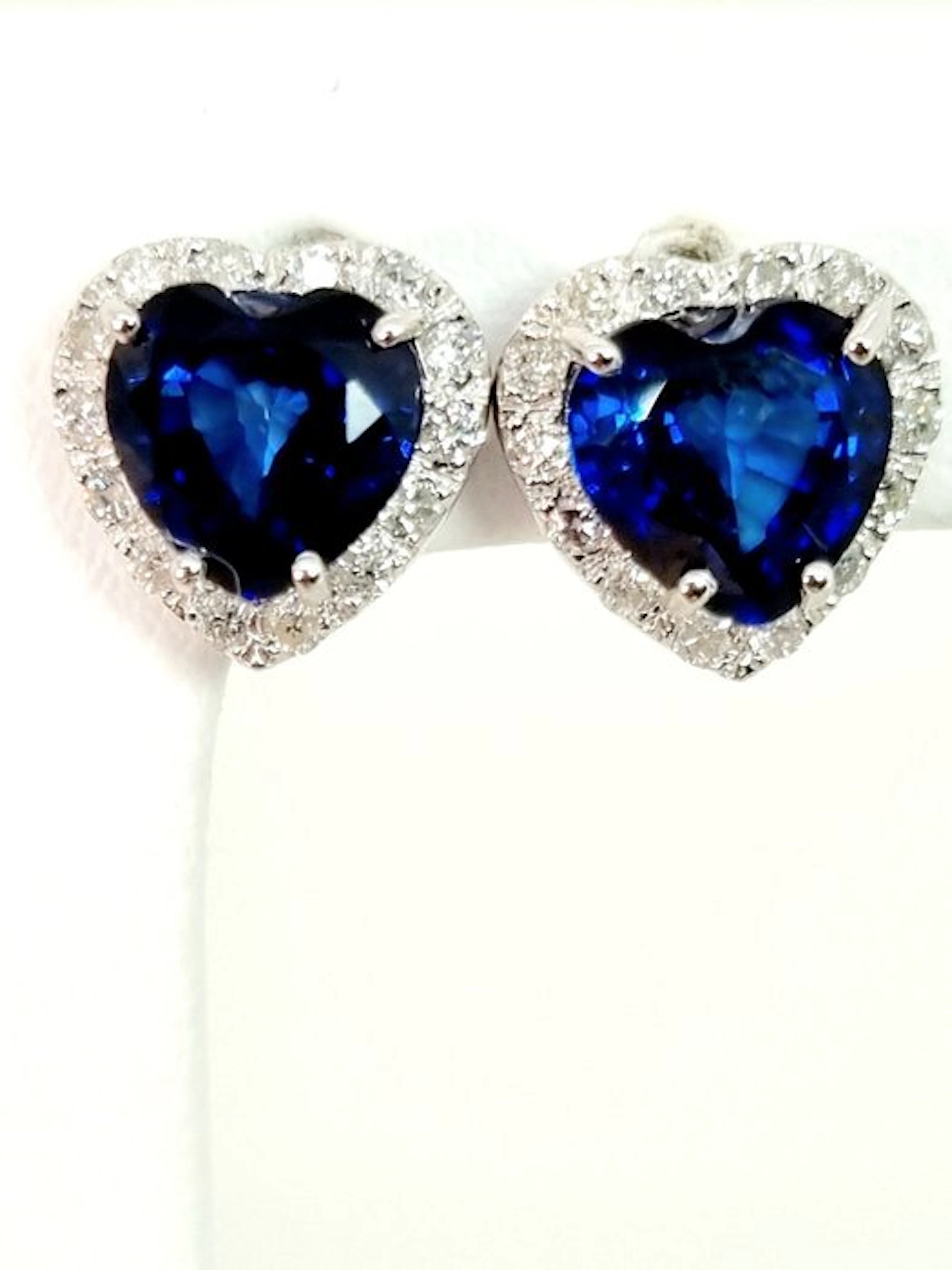 Earrings - 18 kt. White gold Sapphire - Diamond
