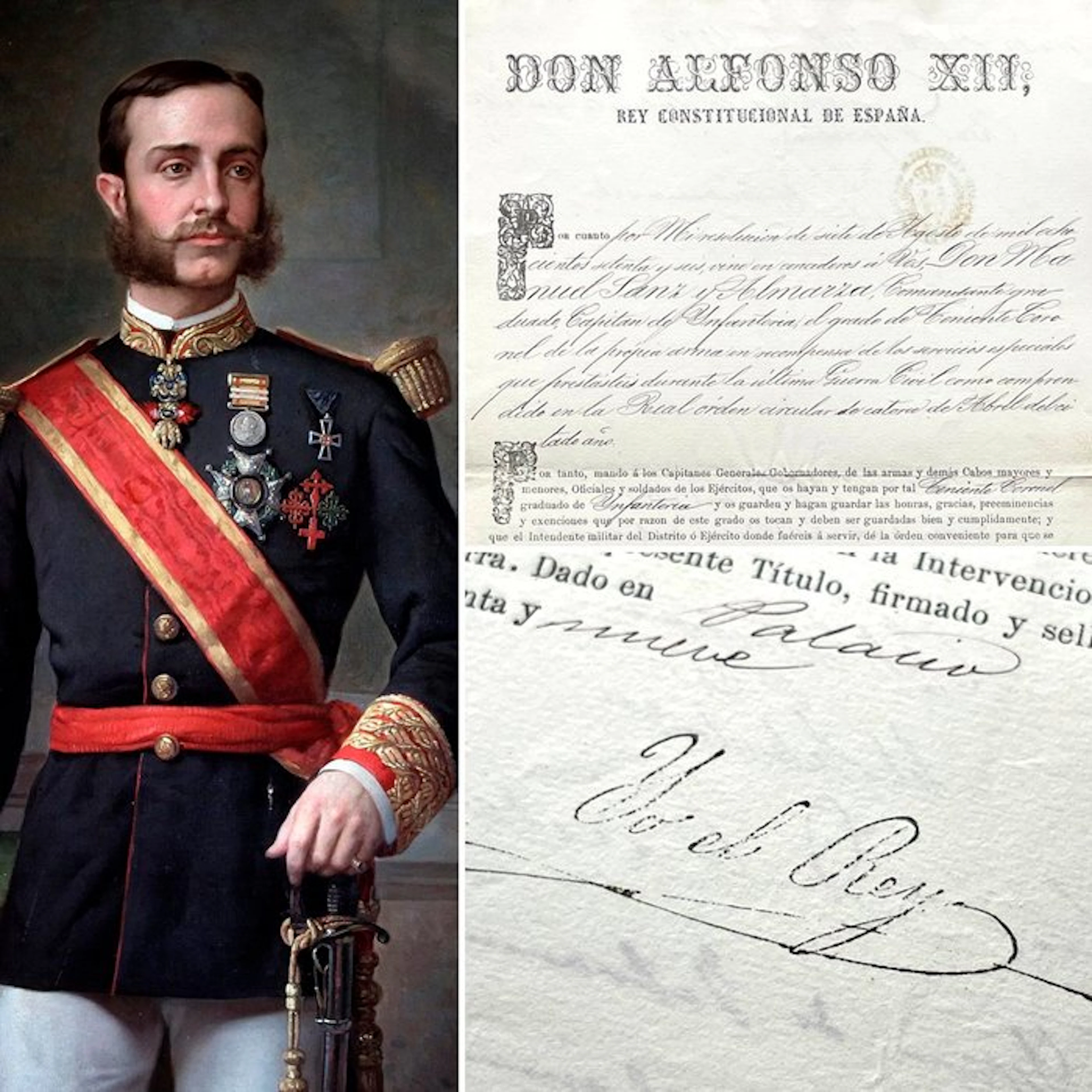 Manuscrito - Firma Rey Alfonso XII y General Martinez campos