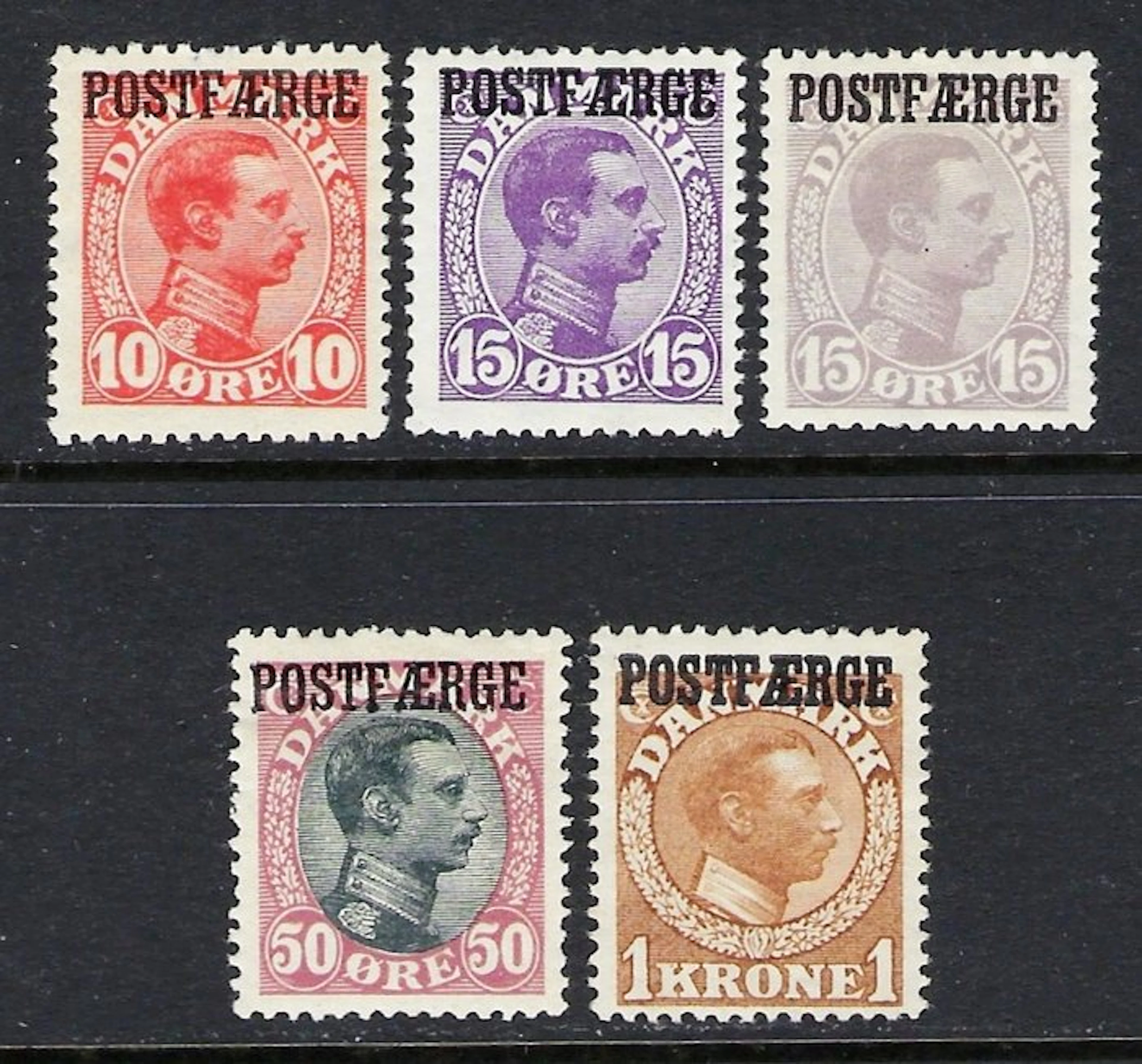 Denmark 1919 - Christian X set POSTFAERGE - Nº 1/4