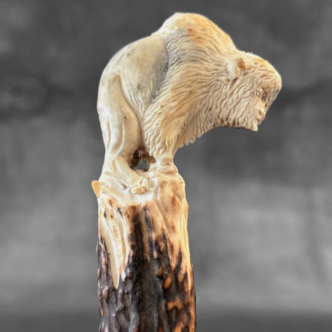 Carving, NO RESERVE PRICE - Stunning Bison carving from...