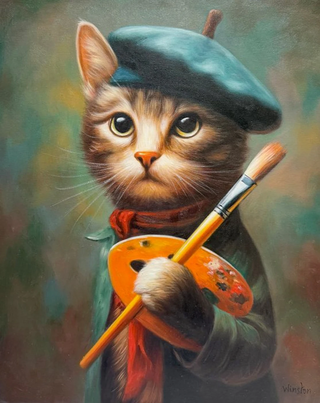 N. Winston (XX-XXI) - Le Petit Peintre au Béret - Chaton Artiste