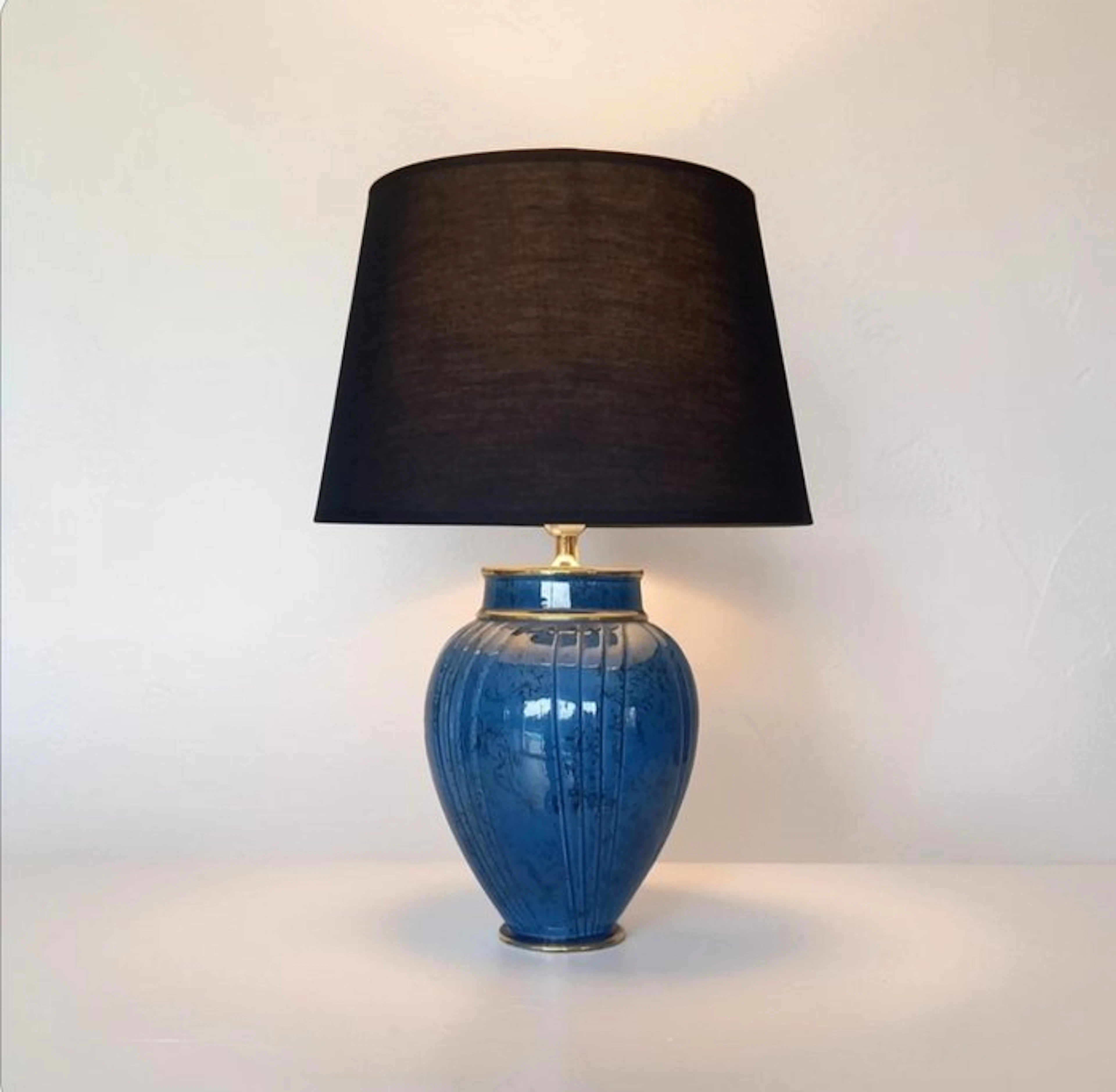 Lamp - Chic and Elegant - Blue glazed ceramic