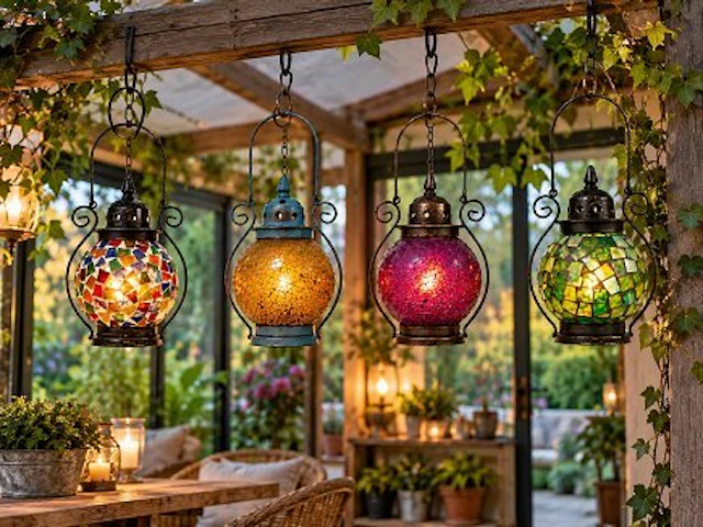 Lamp (4) - glass and metal
