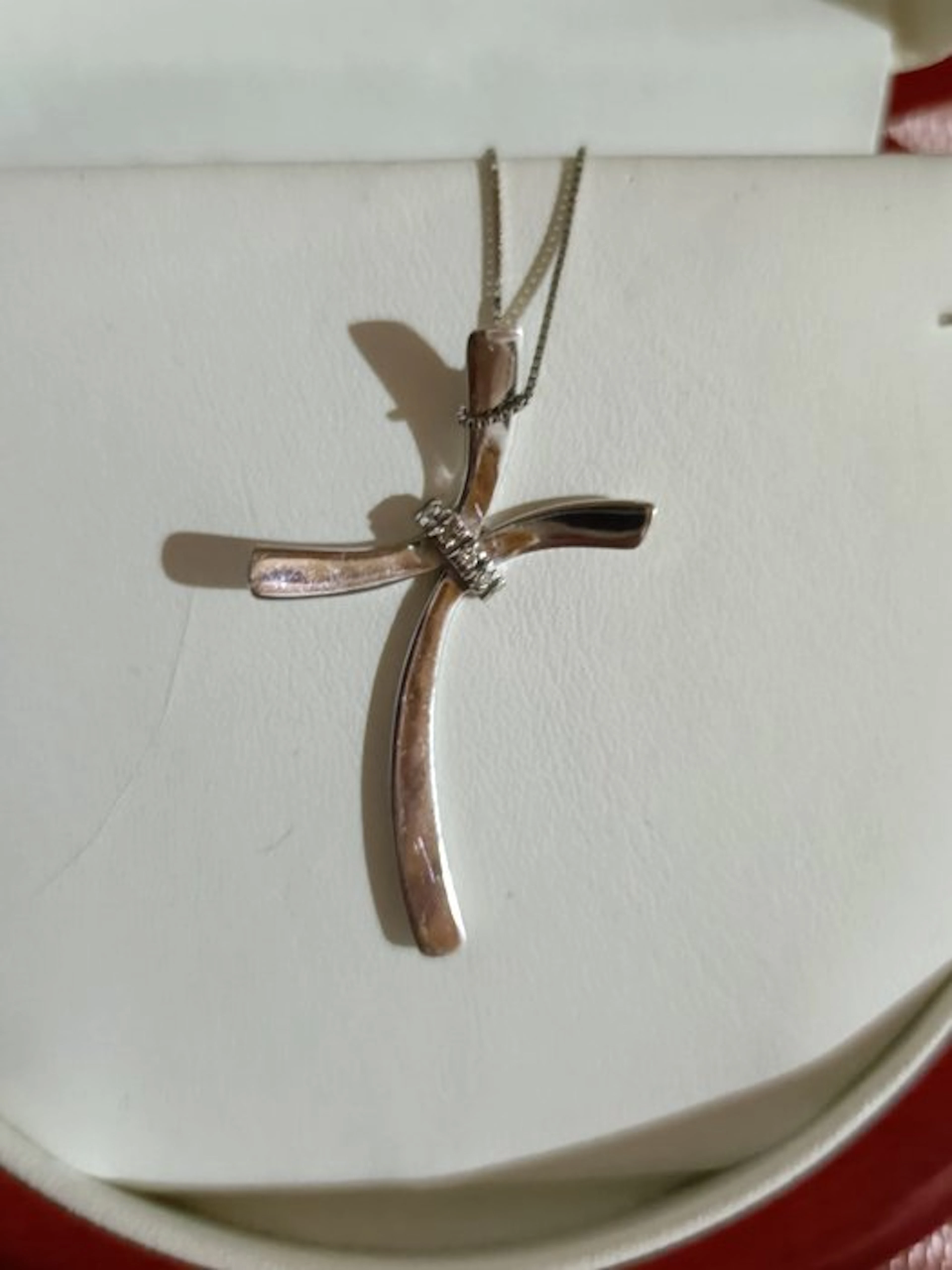 2 piece jewellery set - 18 kt. White gold - Diamond - Diamond cross
