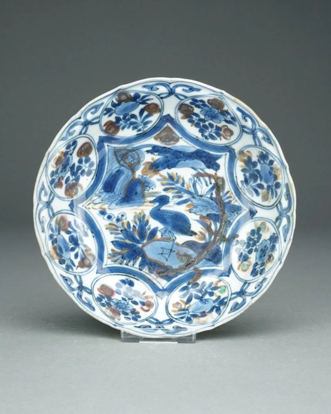 Kraak-ware dish - Porcelain - Copper-Red Underglaze - China - Wanli (1573-1619)