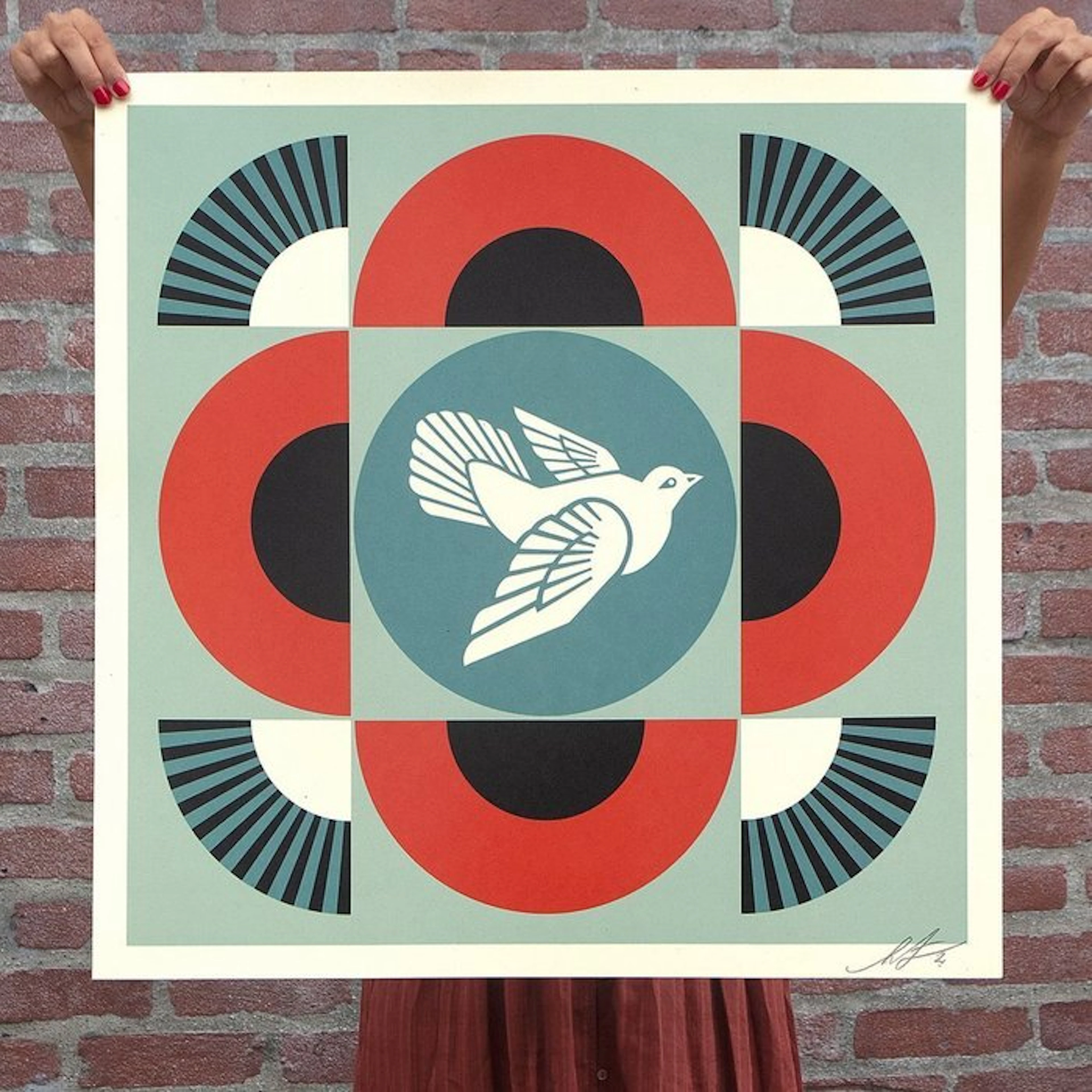 Shepard Fairey (OBEY) (1970) - Dove Trip Red SIGNED Offset Lithograph
