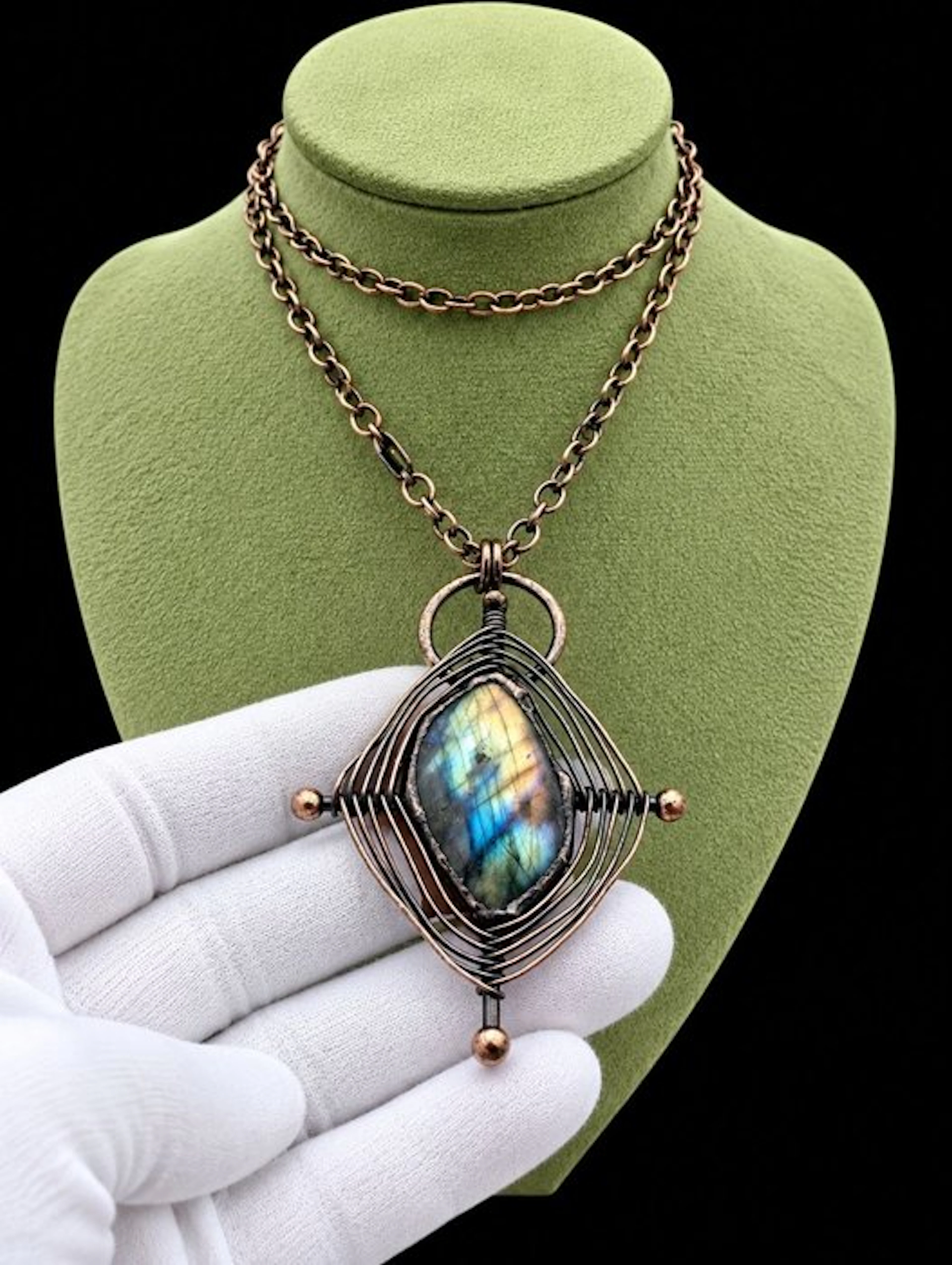 Natural Electric Blue Labradorite pendant