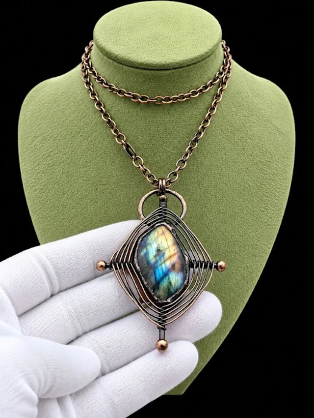 Natural Electric Blue Labradorite pendant