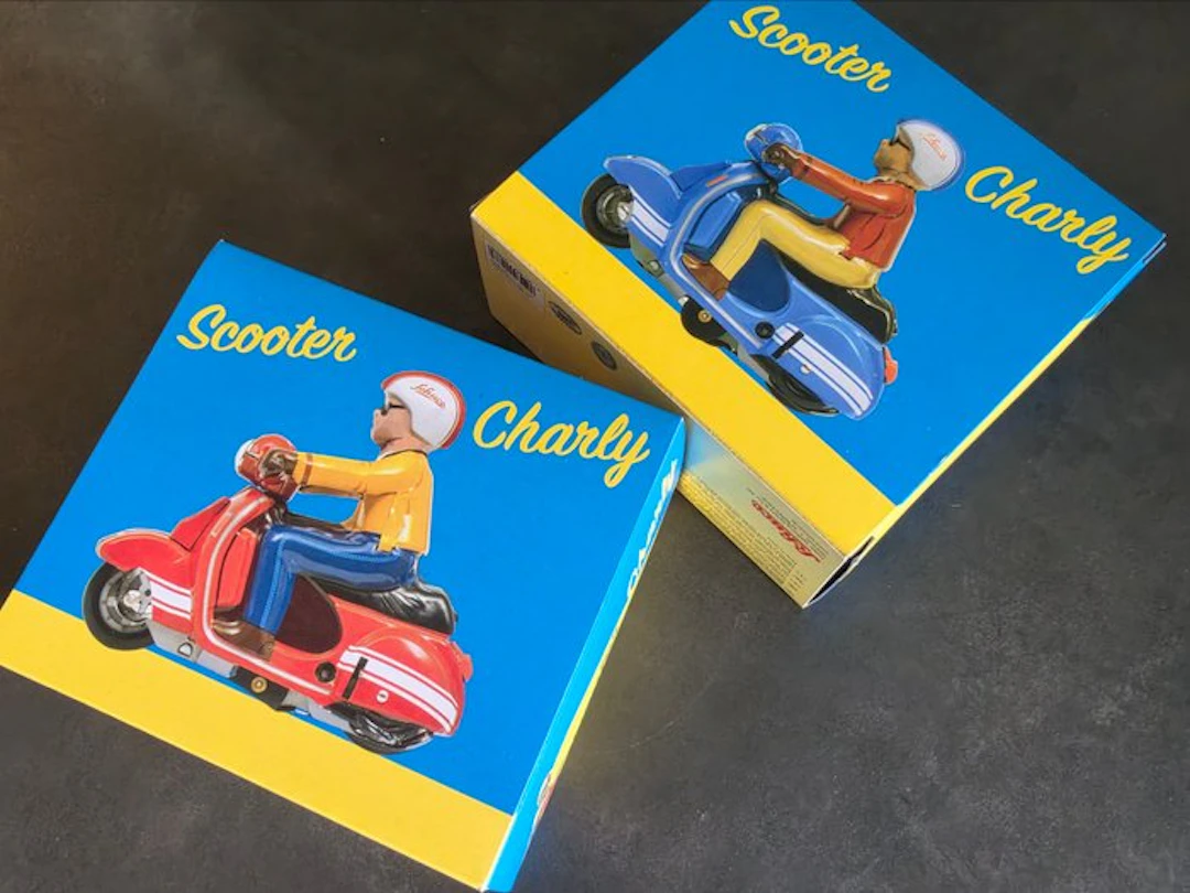 Schuco - Tin toy - 2 Scooter Charly in Blau und Rot