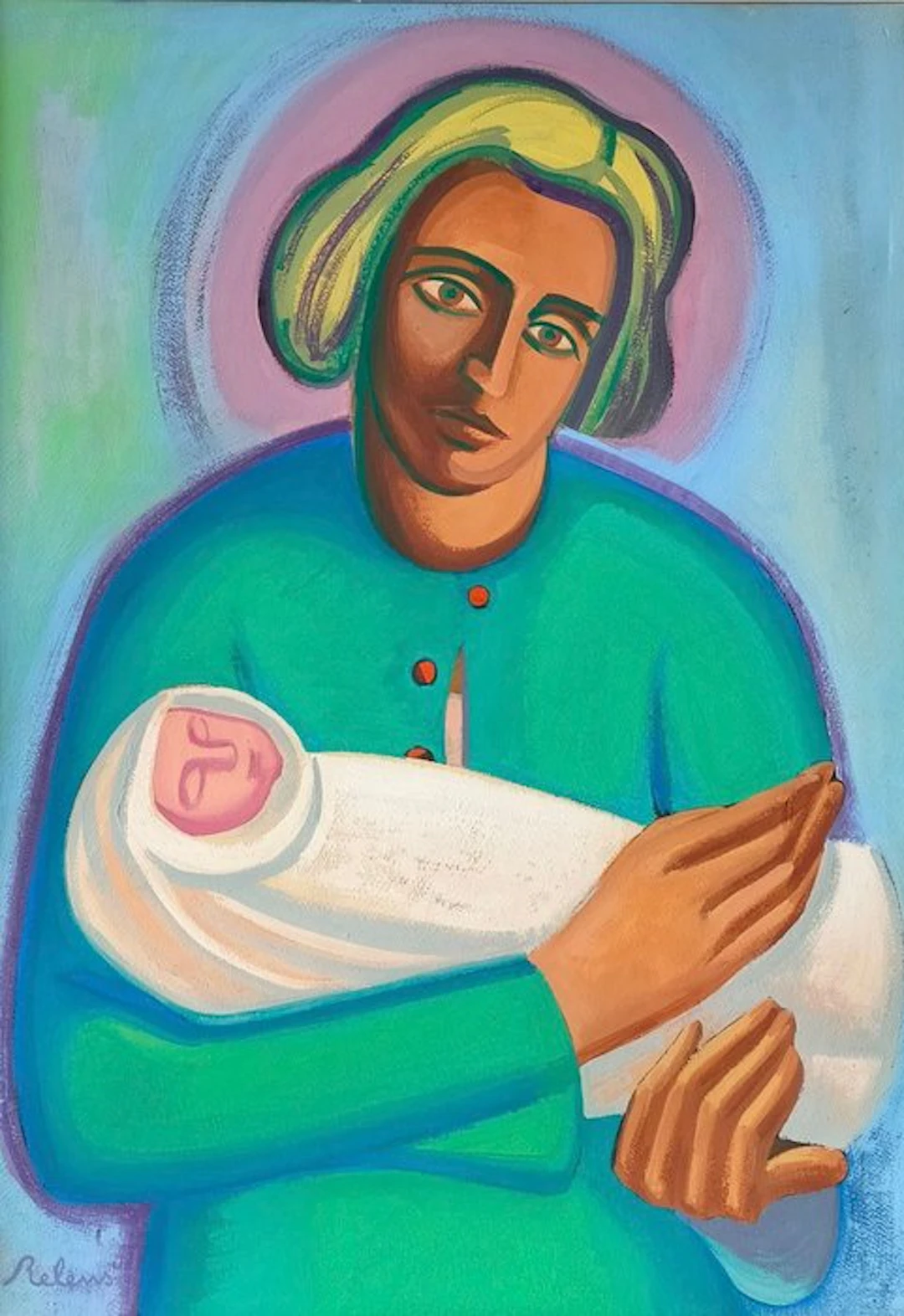 Gaston Relens (1909-2011) - Gouache - Maternité