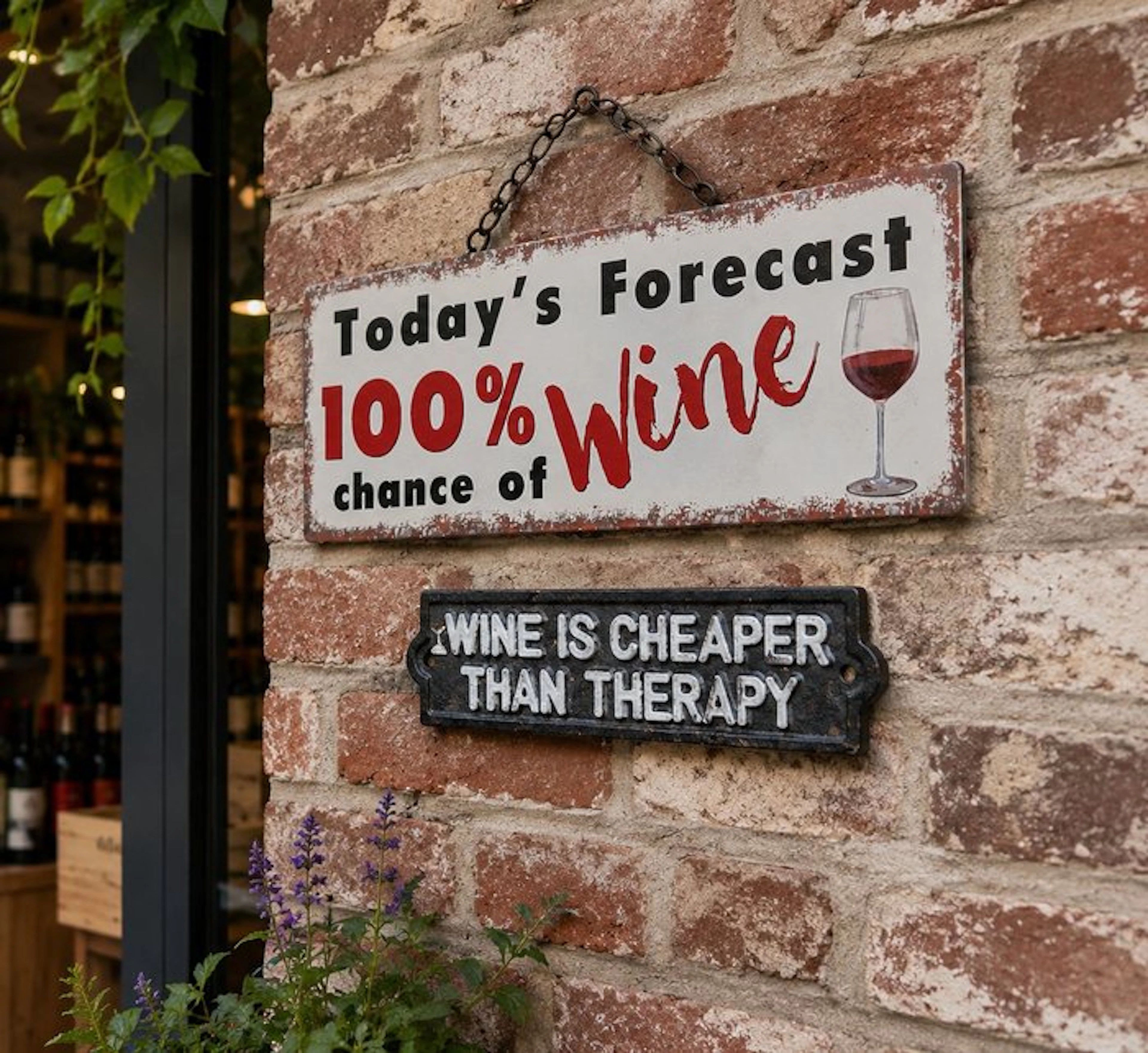 Humorous wine texts - Set van 2 metalen decoratieborden - Sign (2) - Cast iron