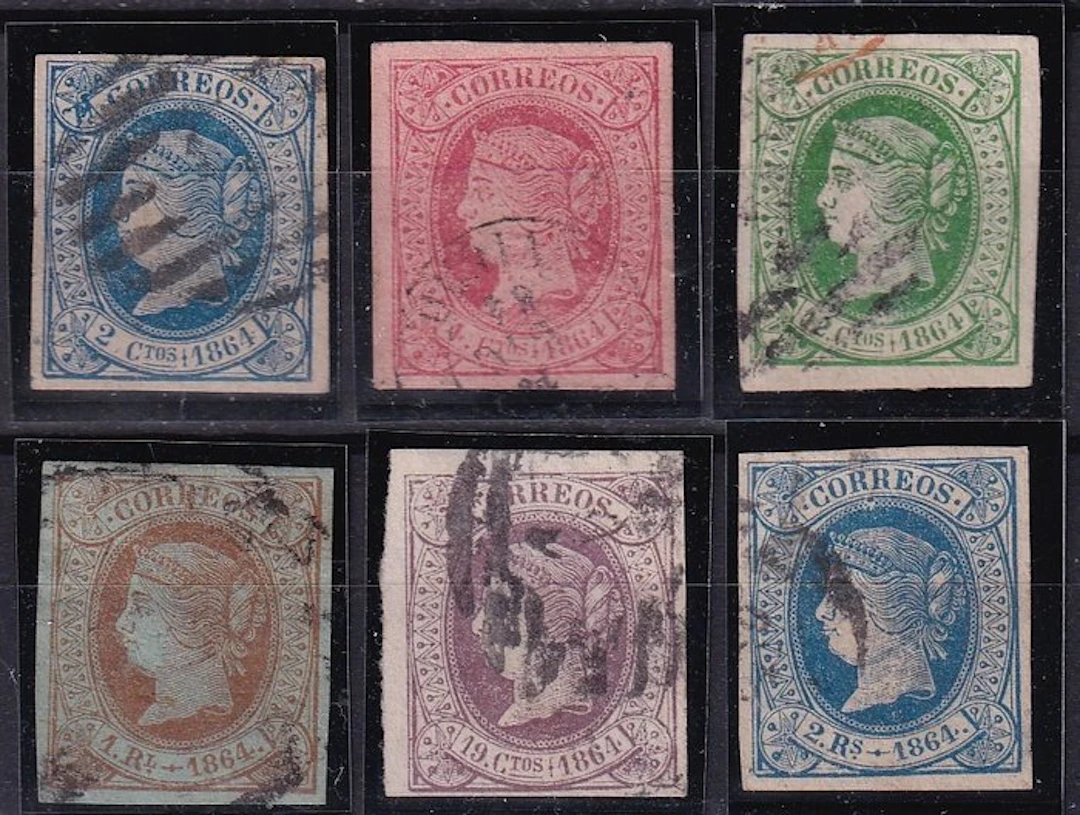 Spain 1864 - Queen Elizabeth II Reign - Edifil 63/68 - Complete Series