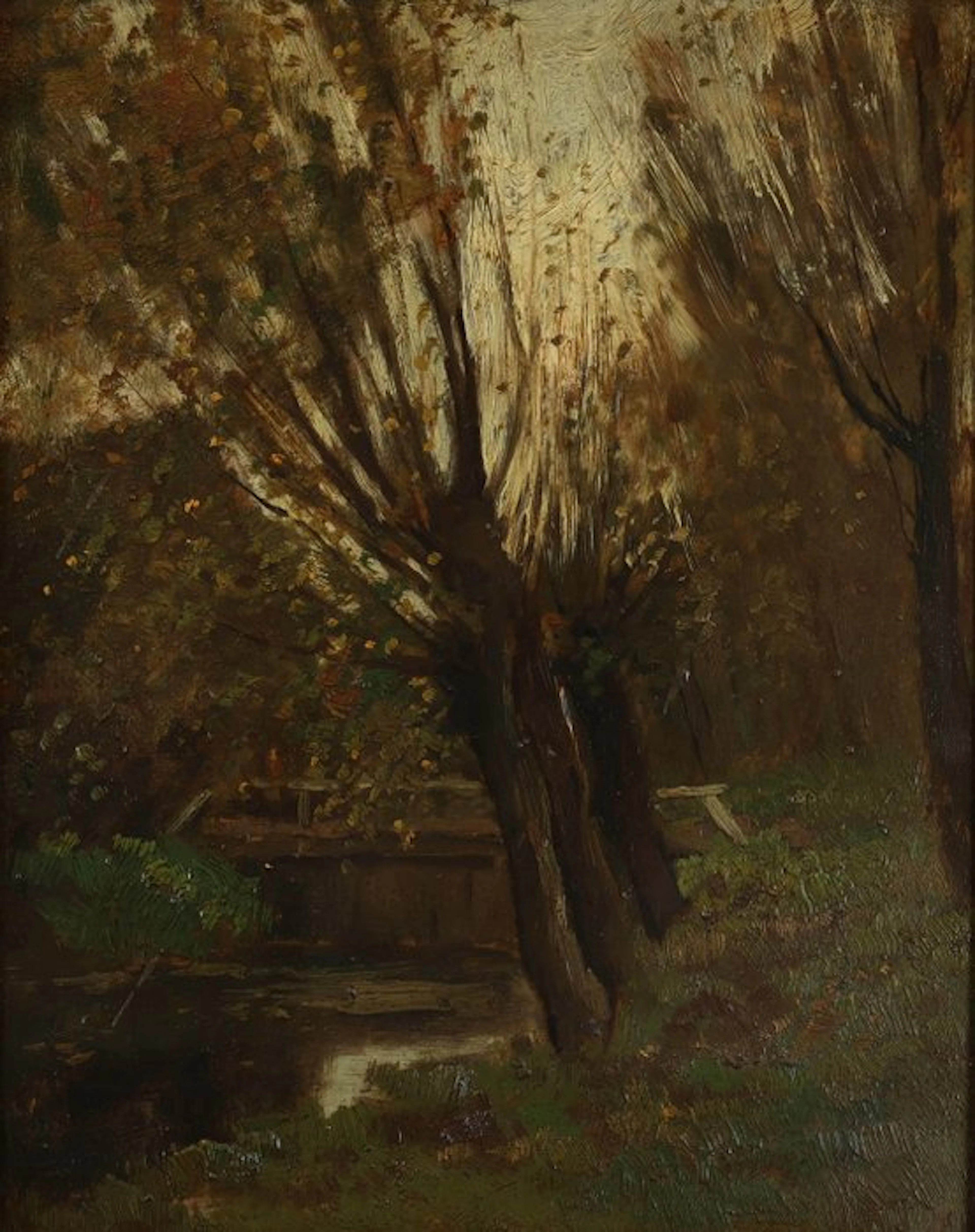 Marinus Bies (1894-1975) - Brug en bomen aan het water