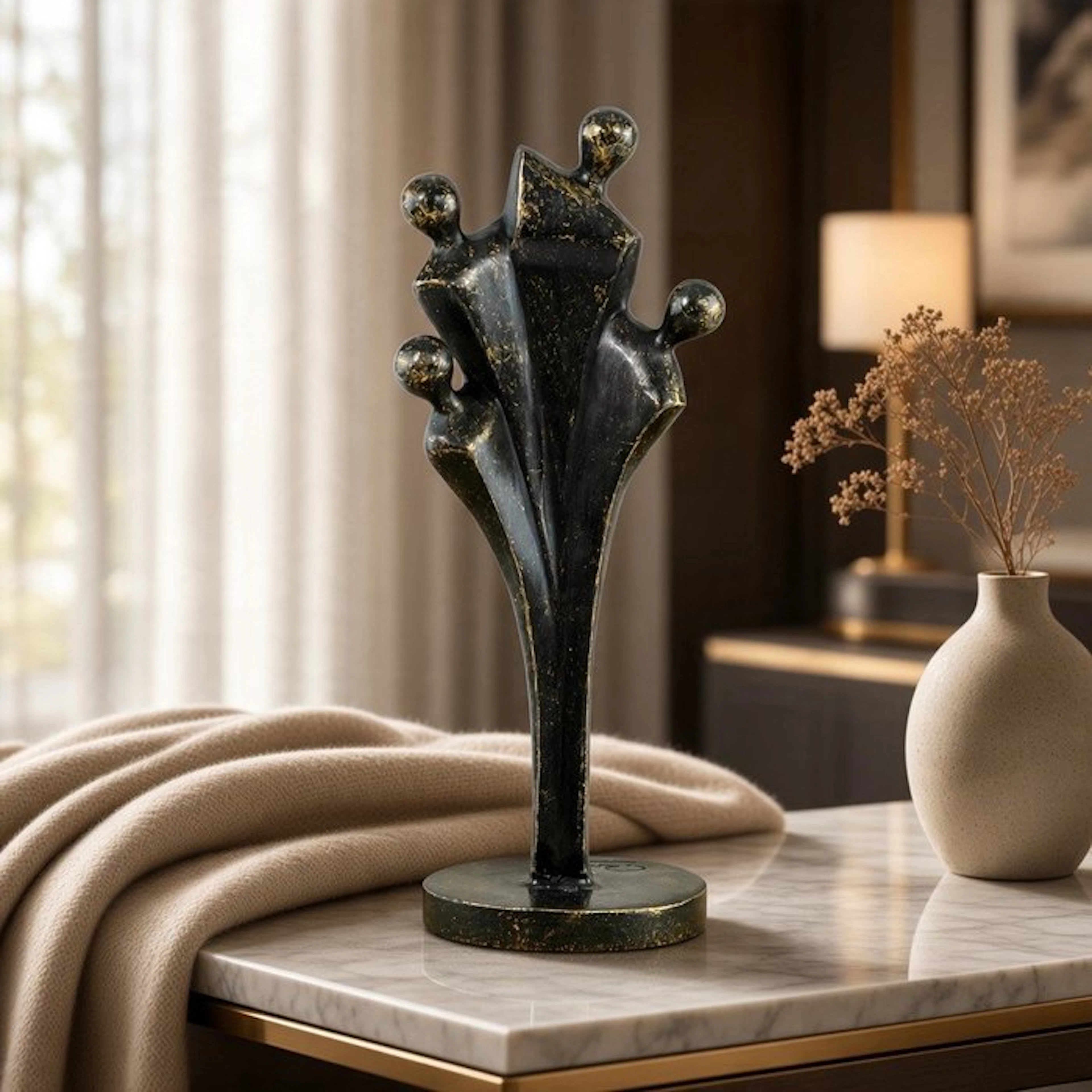 Ben Wouters (XX) - Sculpture, Abstract Family of Four - 33 cm - Bronze