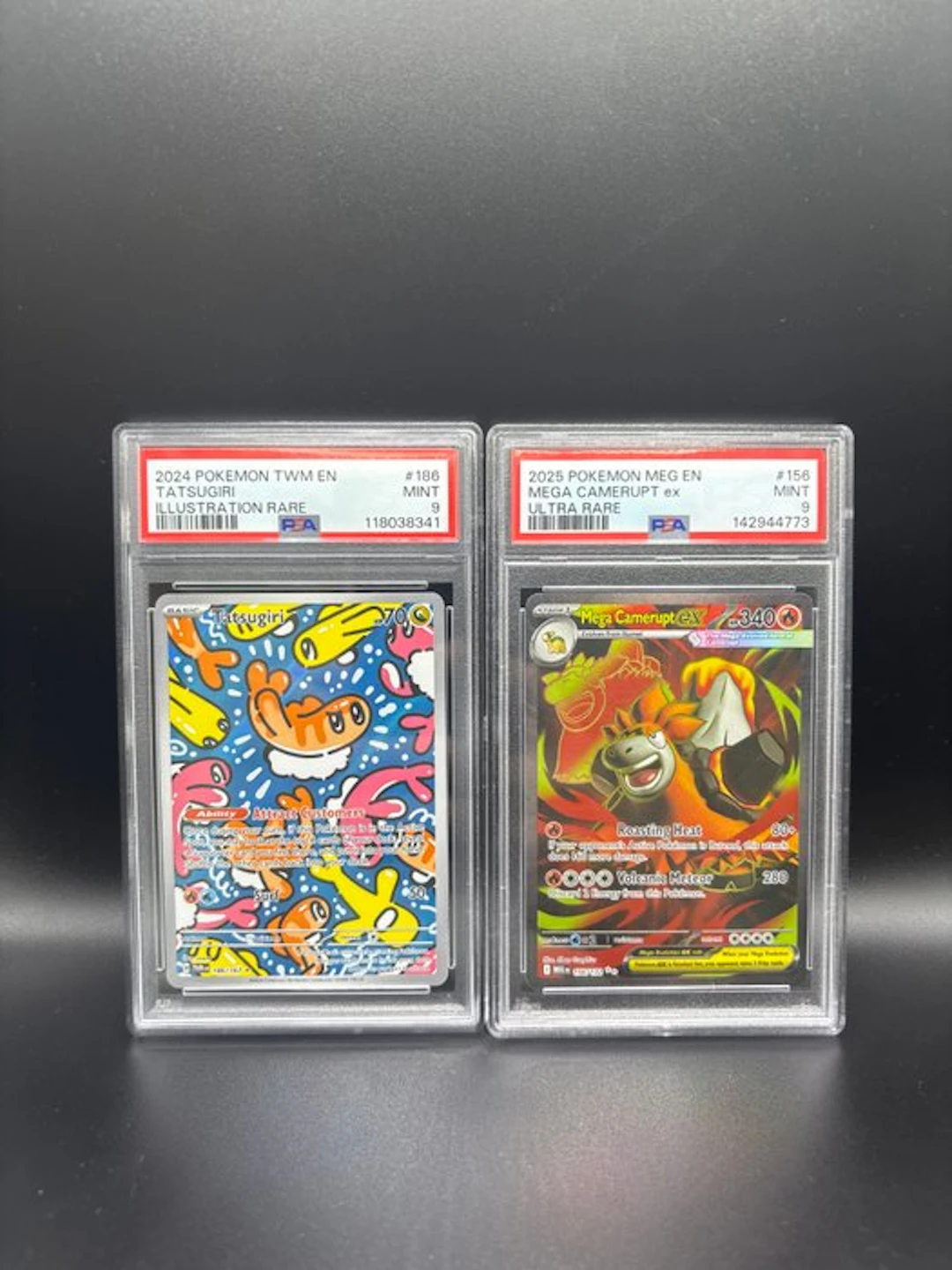 Pokémon - 2 Graded card Tatsugiri & Mega Camerupt Full Art - PSA 9