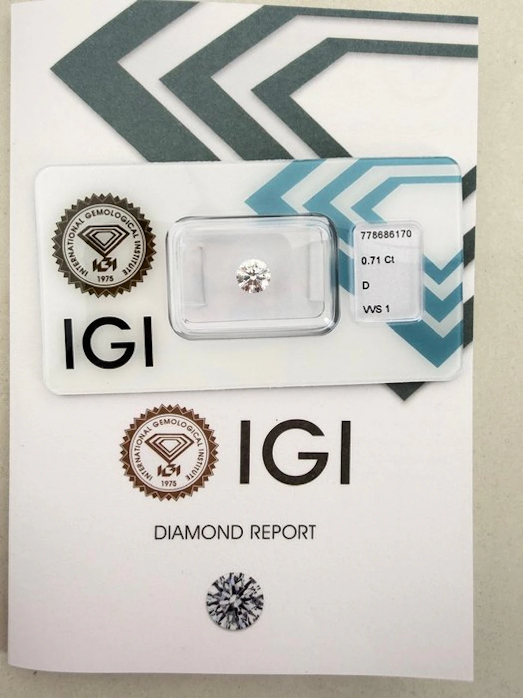 1 pcs Diamond (Natural) - 0.71 ct - Round - D...