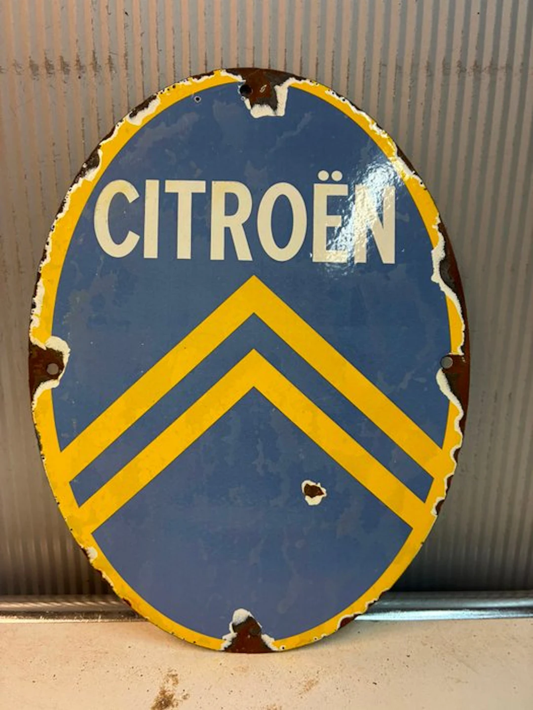 Citroën – Ovaal Emaille Automobilia Bord – Klassiek Logo - Enamel sign - Enamel