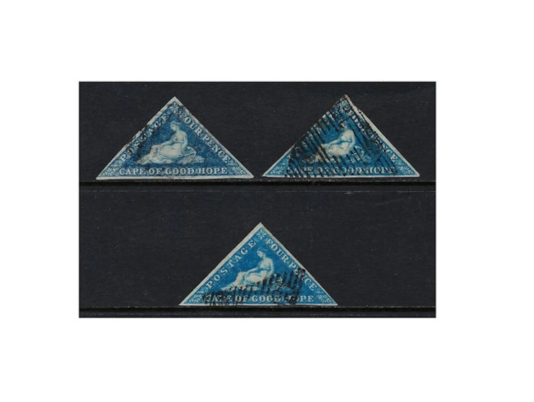 Cape of Good Hope 1853/64 - Triangulars 4d blue - Different colors