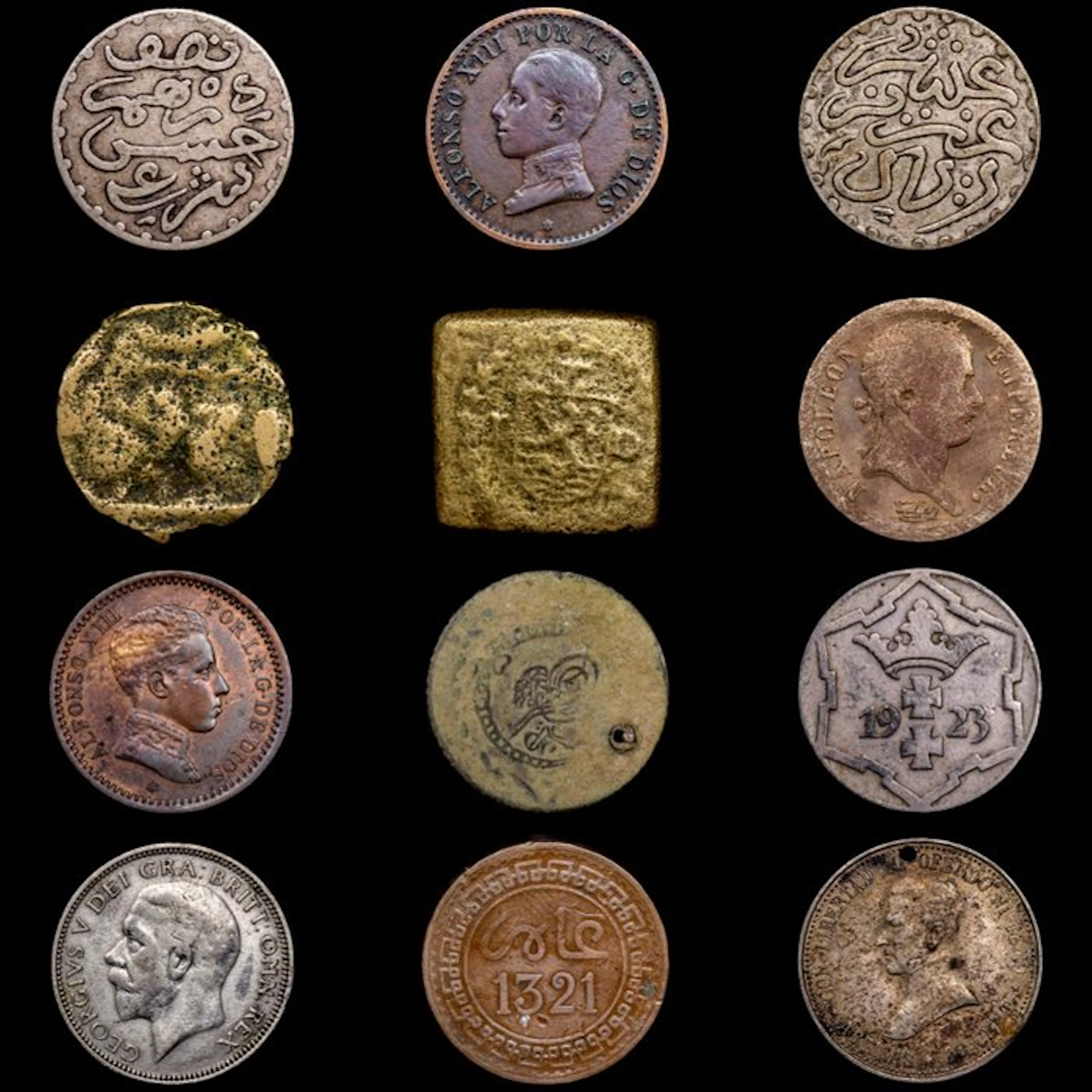 Various Countries. 9 Monedas Siglo XVIII y XIX / 12 Monedas (No reserve price)