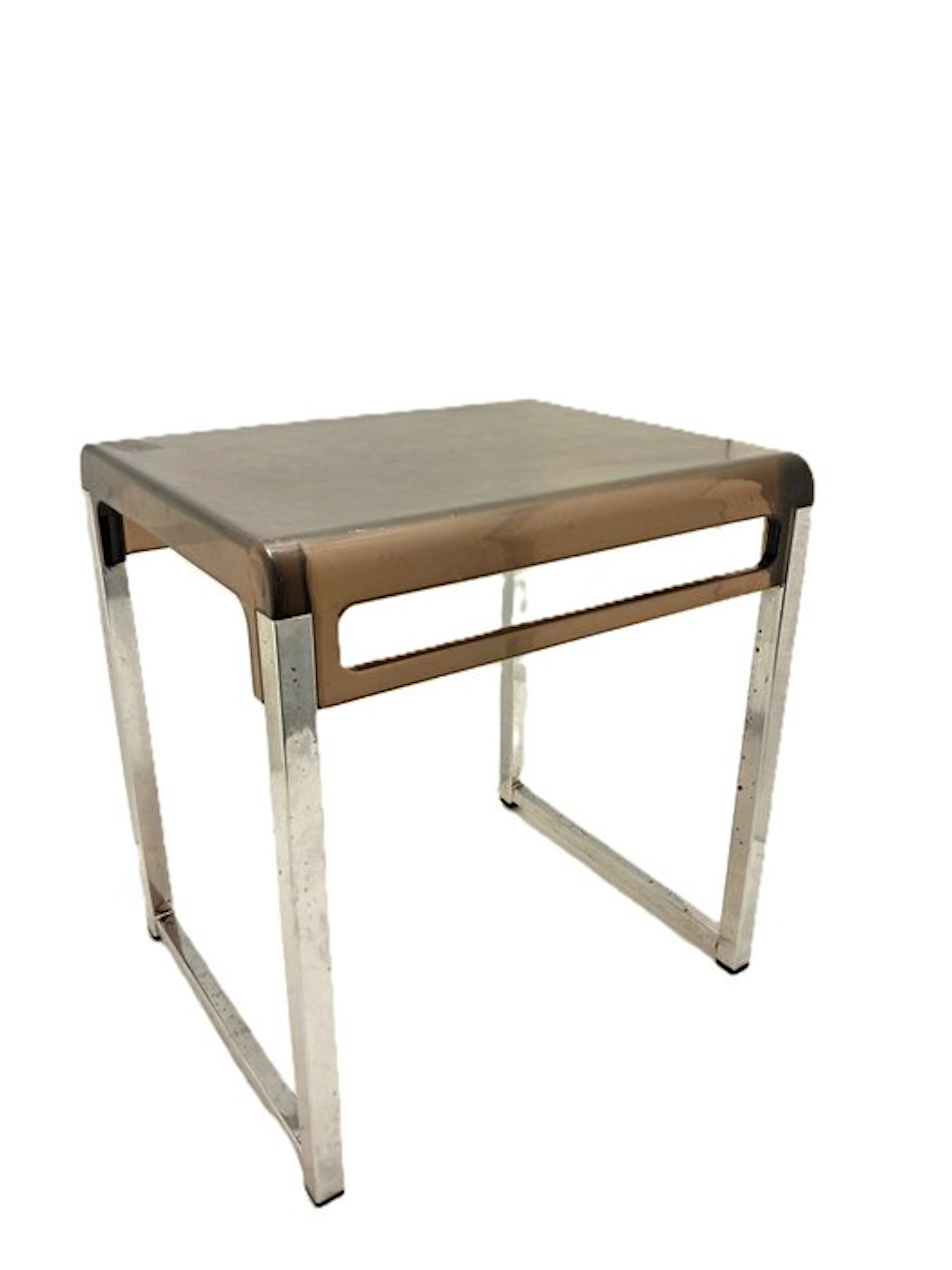 1960/70 - Marc Berthier - Side table - Chrome plated, Plexiglas - France