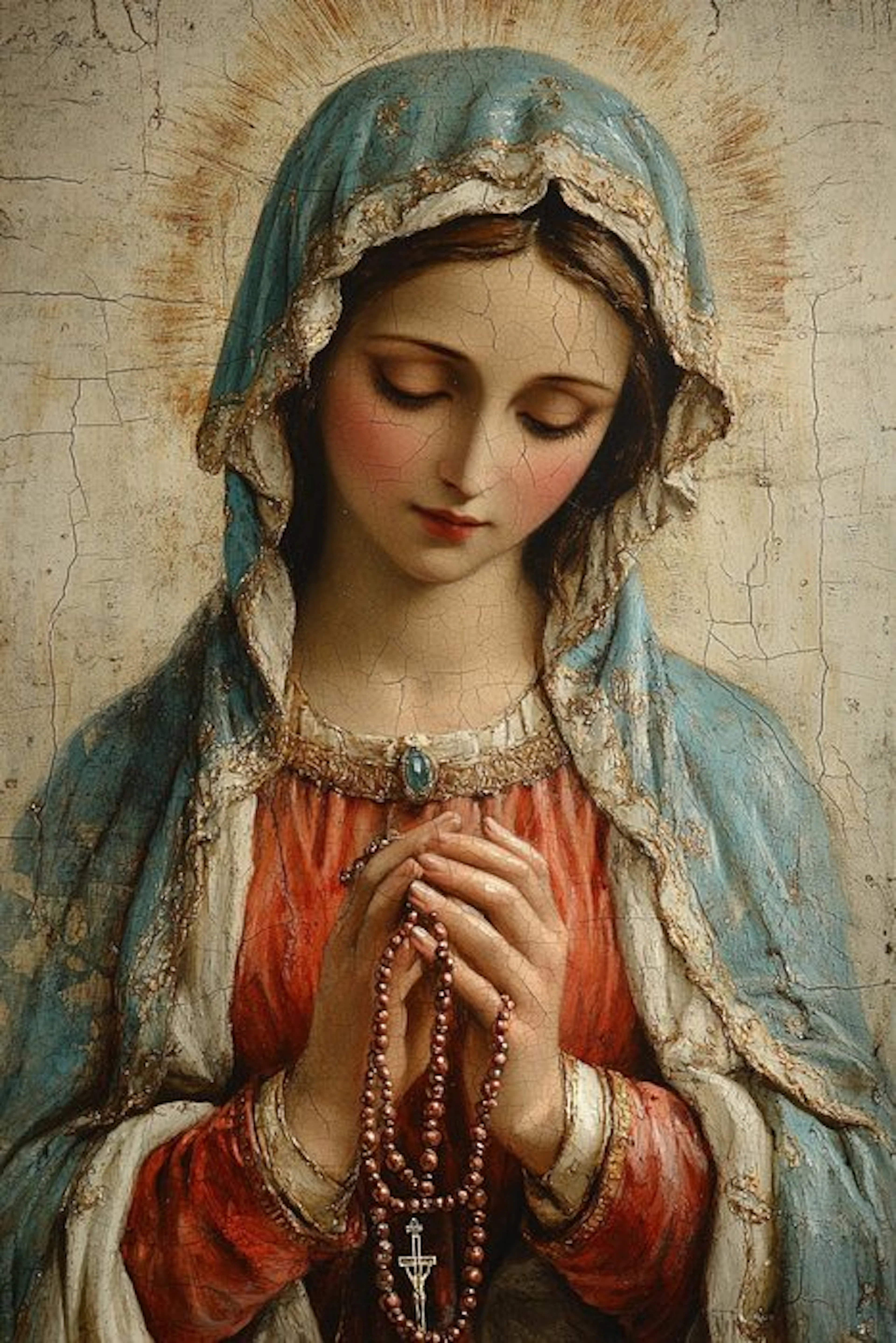 CREATIVE_HUB - Bucolic Praying Madonna on a wood table
