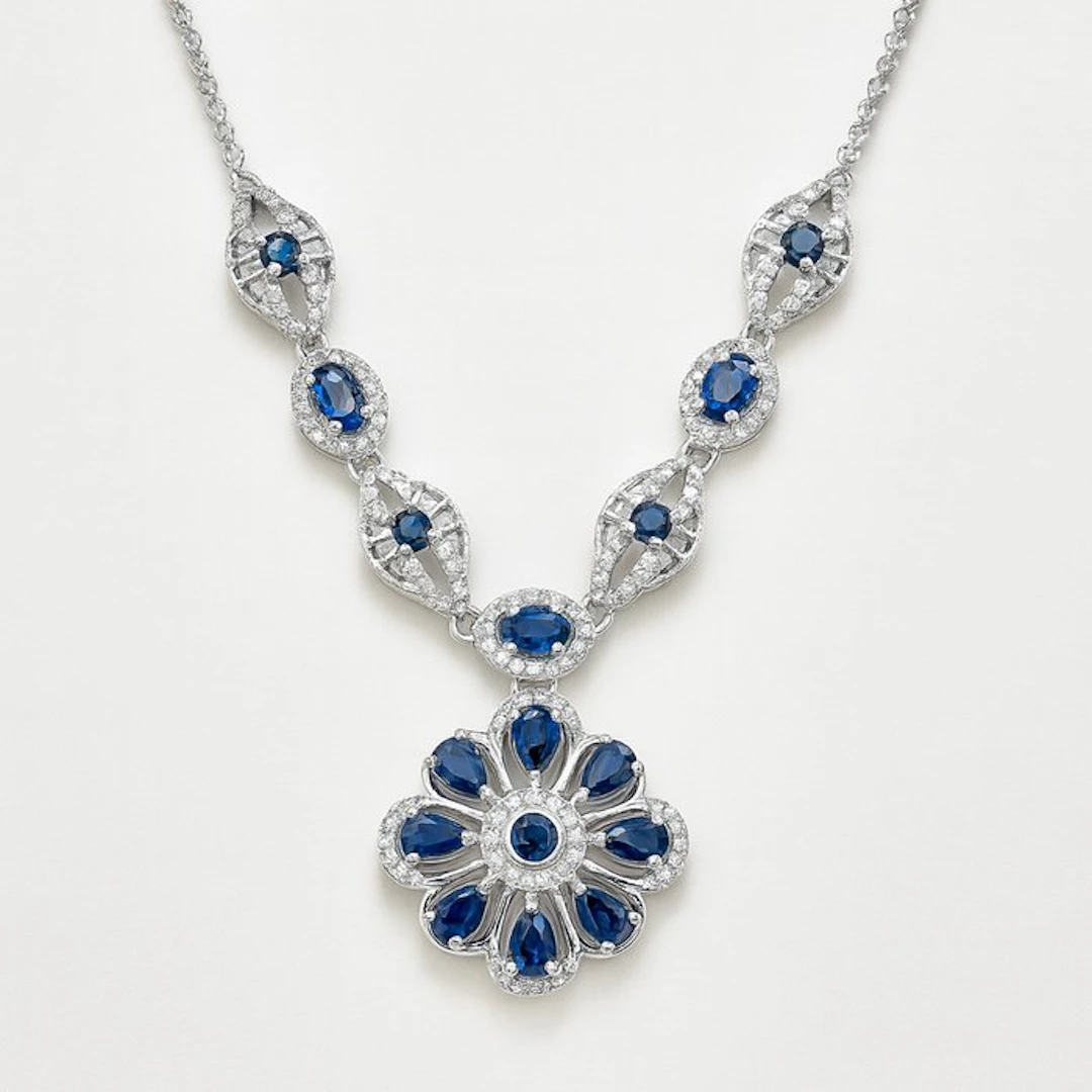 No reserve price - Necklace Gold-plated Sapphire - Topaz - 18K Gold Plated