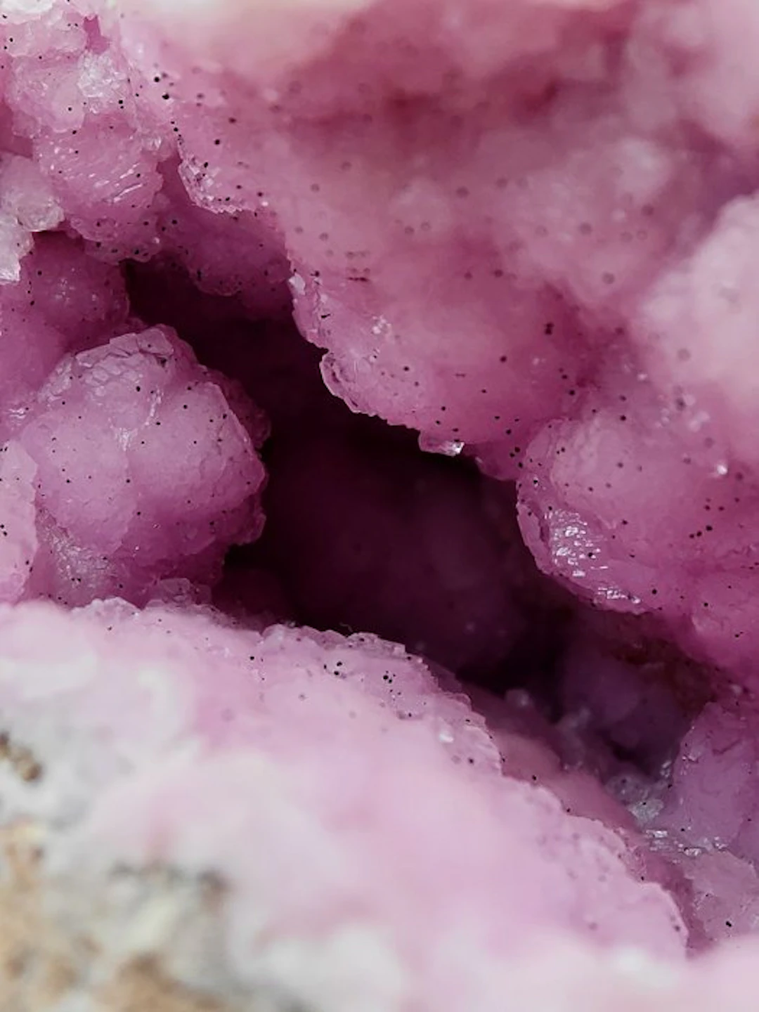 Rare geode of pink cobaltiferous dolomite with erythrite