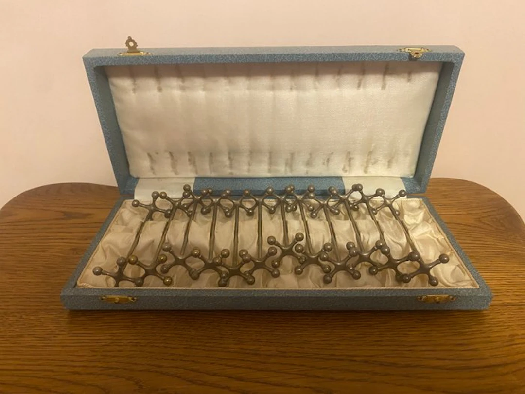 Table service (12) - Silverplated - Art Deco knife holder