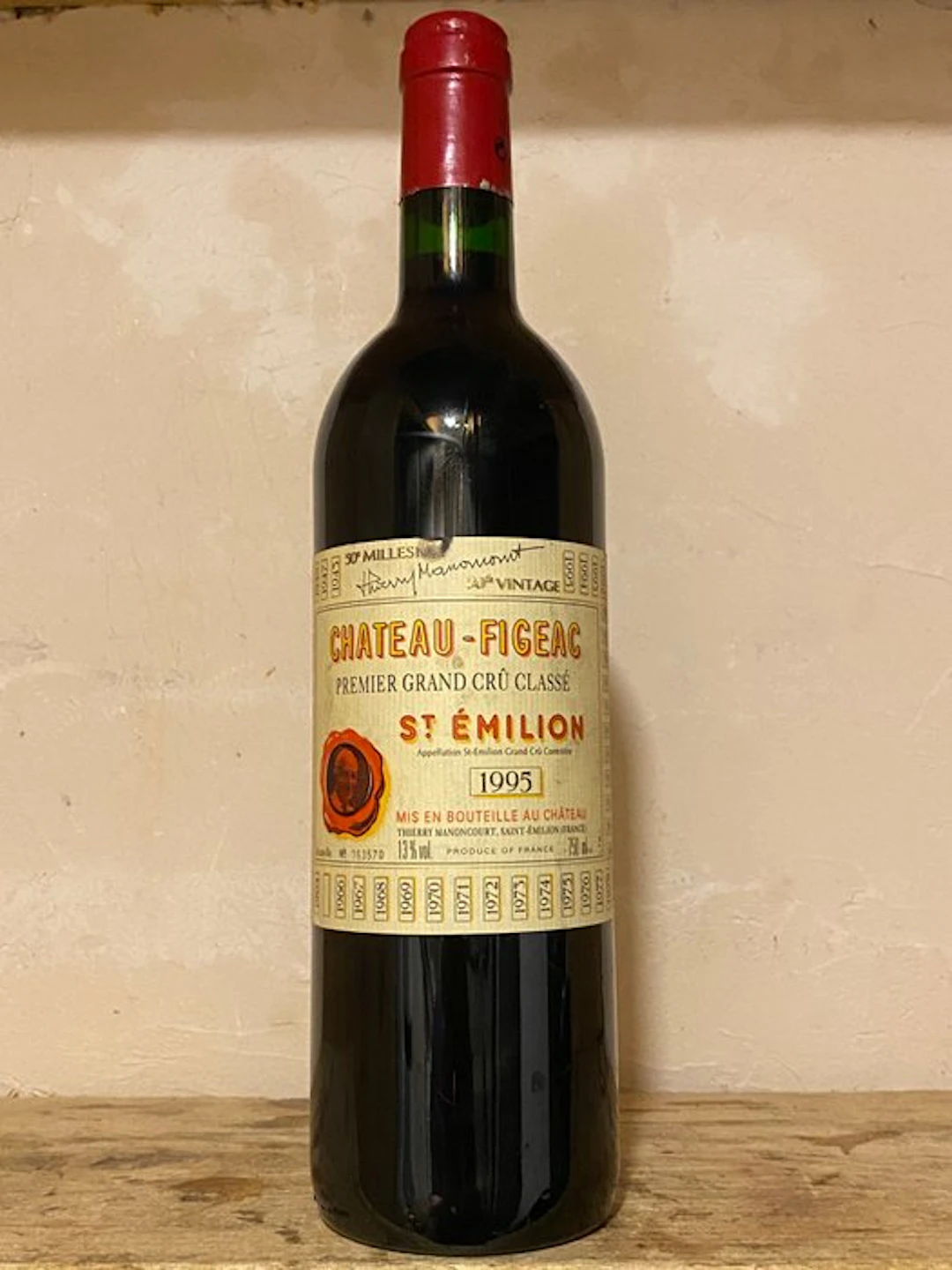 1995 Château Figeac - Famille Manoncourt - Saint-Émilion 1er Grand Cru Classé A - 1 Bouteille (0,75 l)