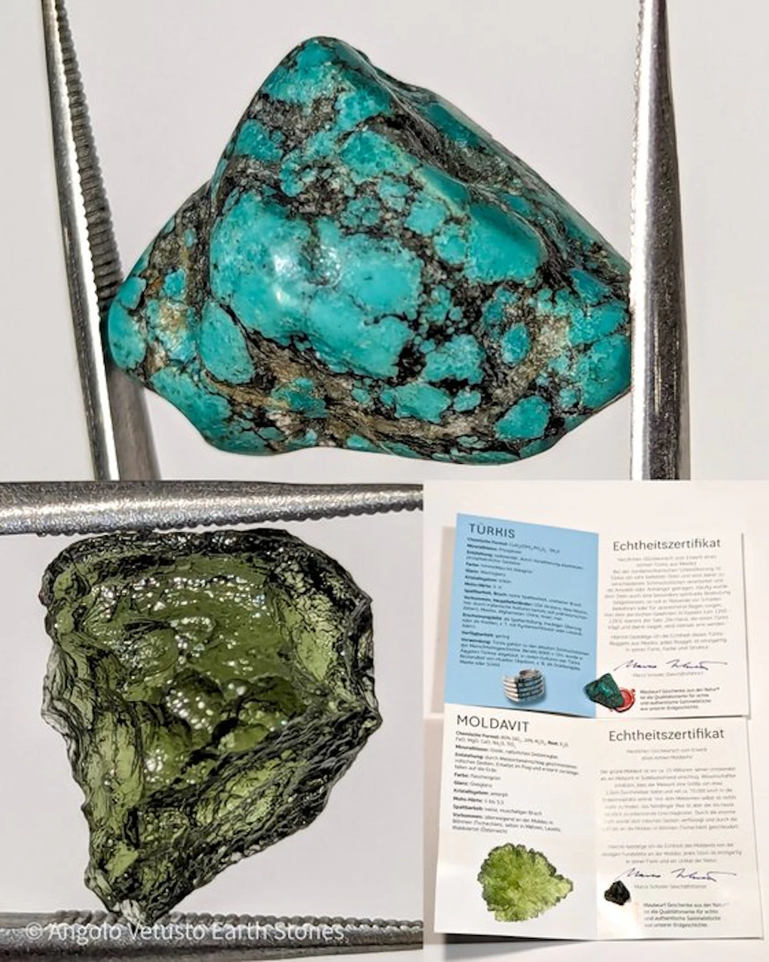 21.70 ct – Natural Moldavite & Arizona Turquoise – 2...
